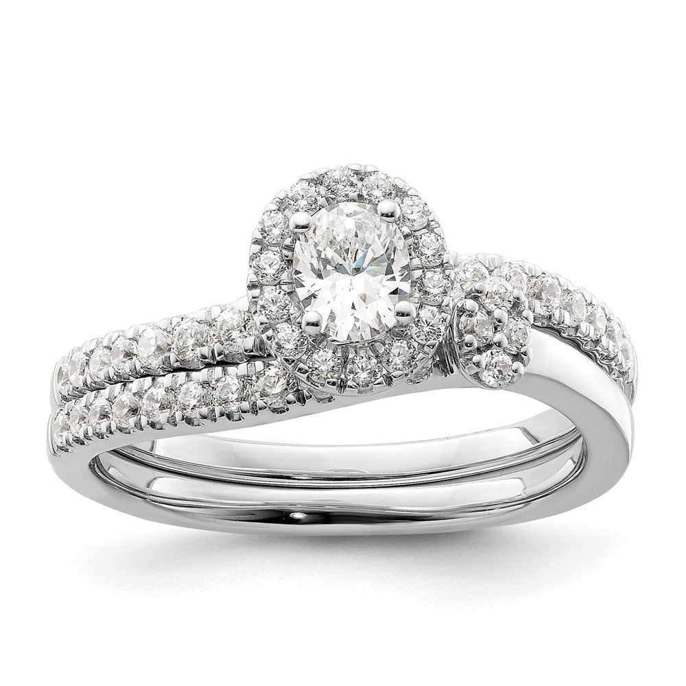 14K White Gold Lab Grown VS/SI+ G+ Dia Two Promises Halo Complete Eng Ring