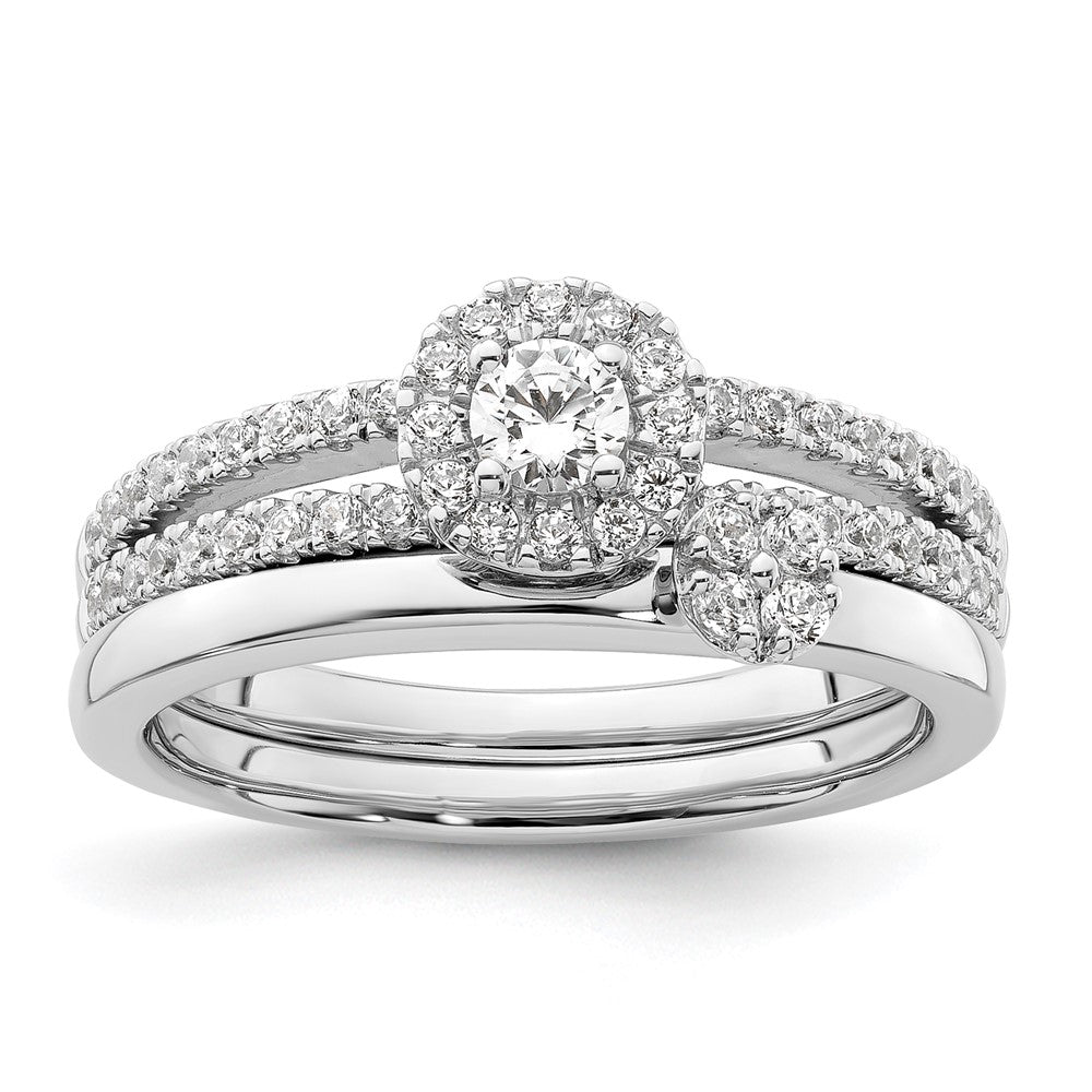14K White Gold Lab Grown VS/SI FGH Diamond Two Promises Halo Engagement Ring