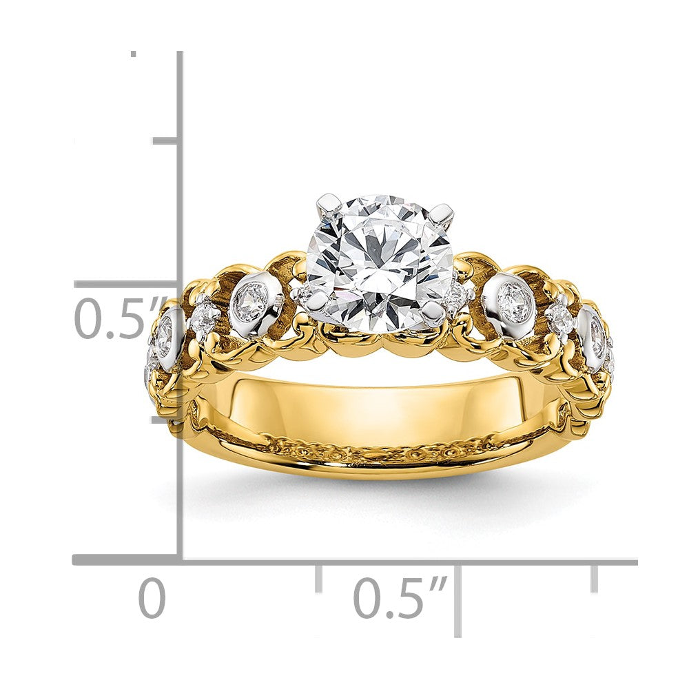 14k Yellow Gold Two Tone 1/5 Ct. Lab Grown Diamond VS/SI+ G+ Peg Set Engagement Ring
