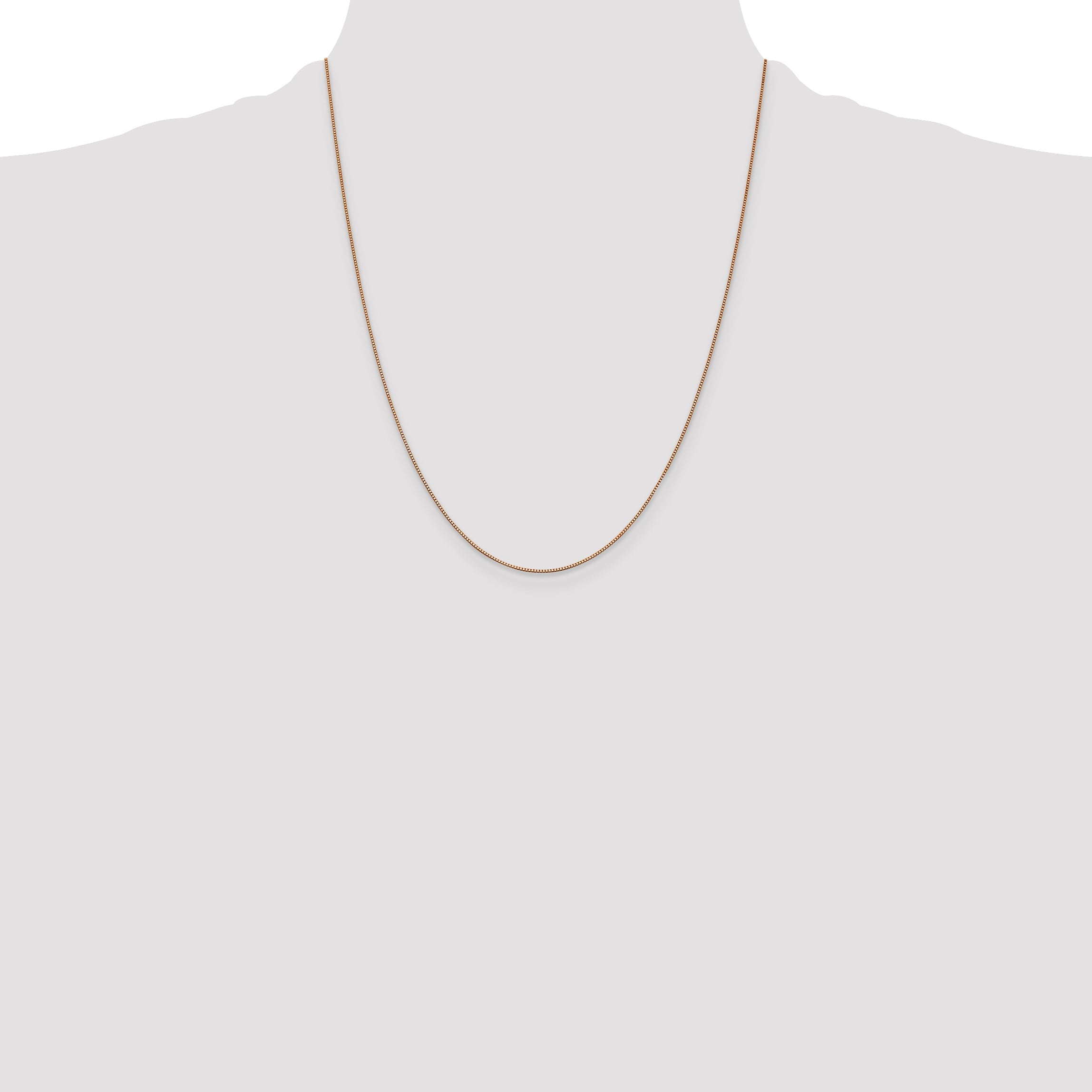 14K Rose Gold 22 Inch .7mm Box Link With Lobster Clasp Chain Necklace