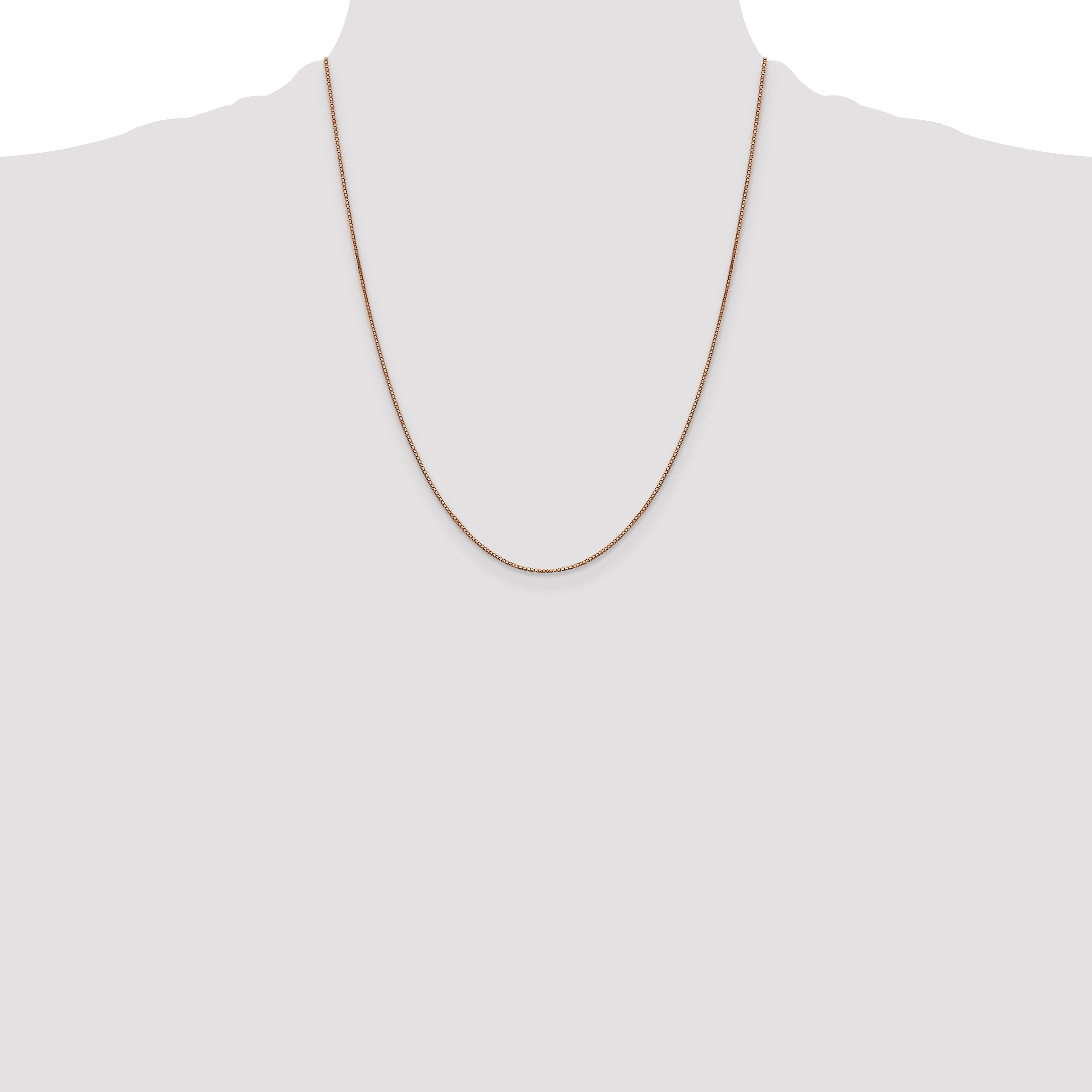 14K Rose Gold 22 Inch .9mm Box Link With Lobster Clasp Chain Necklace