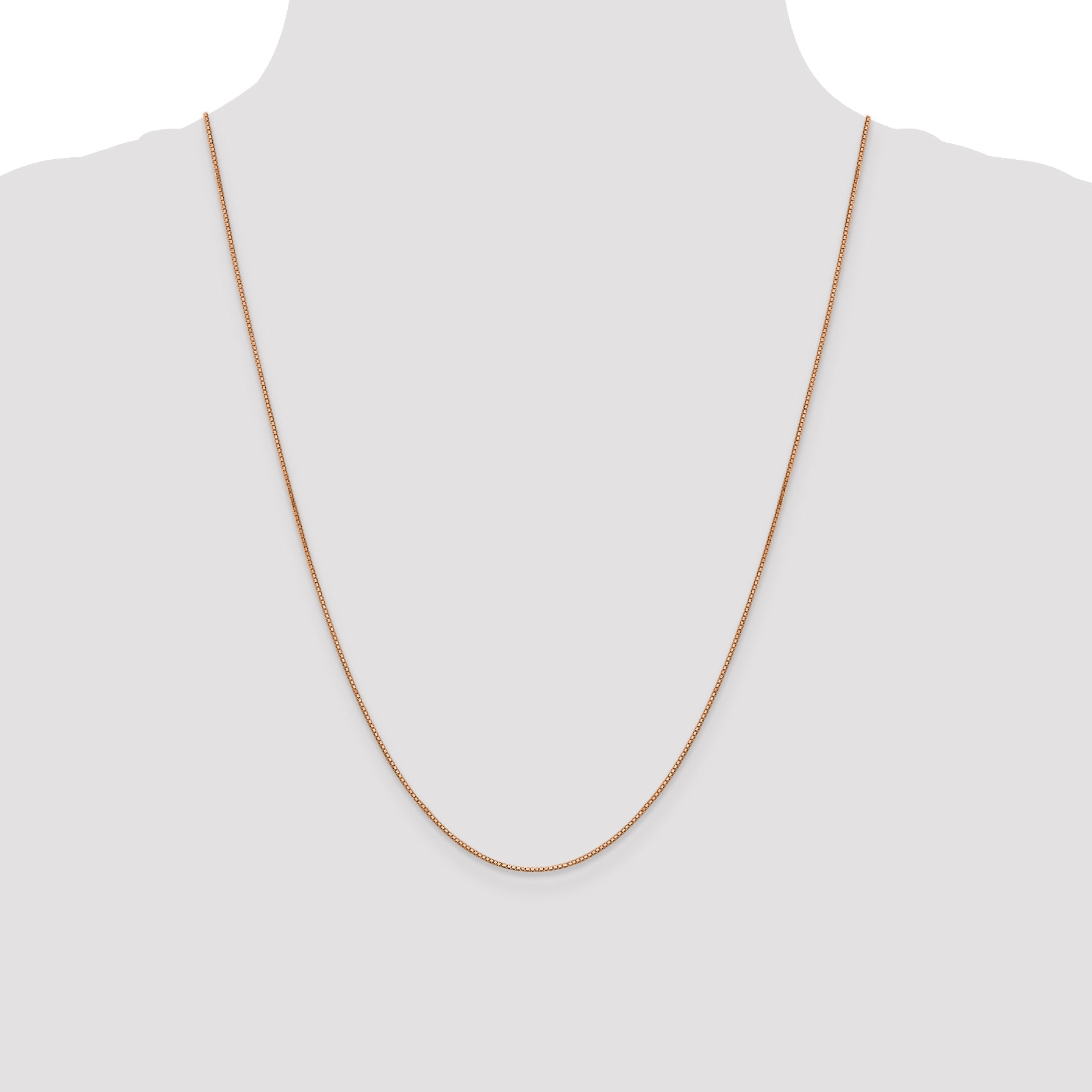 14K Rose Gold 24 Inch .9mm Box Link With Lobster Clasp Chain Necklace