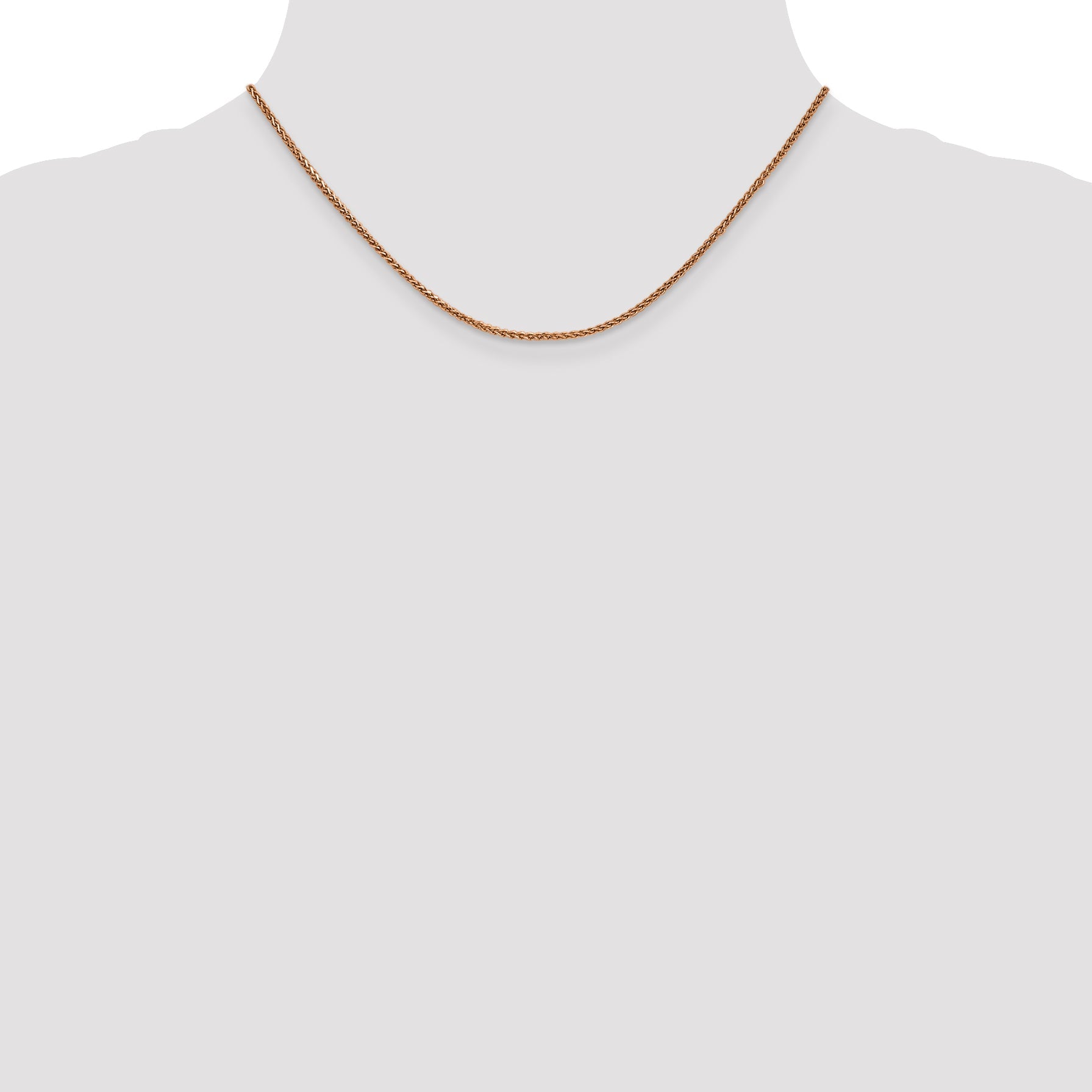 14K Rose Gold 16 Inch 1.7mm Diamond-Cut Spiga With Lobster Clasp Chain Necklace