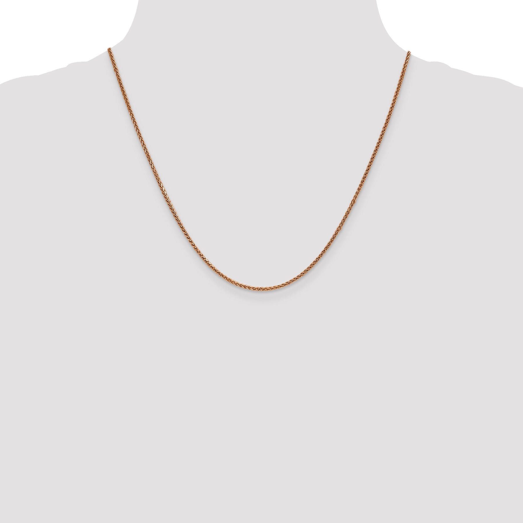 14K Rose Gold 20 Inch 1.7mm Diamond-Cut Spiga With Lobster Clasp Chain Necklace