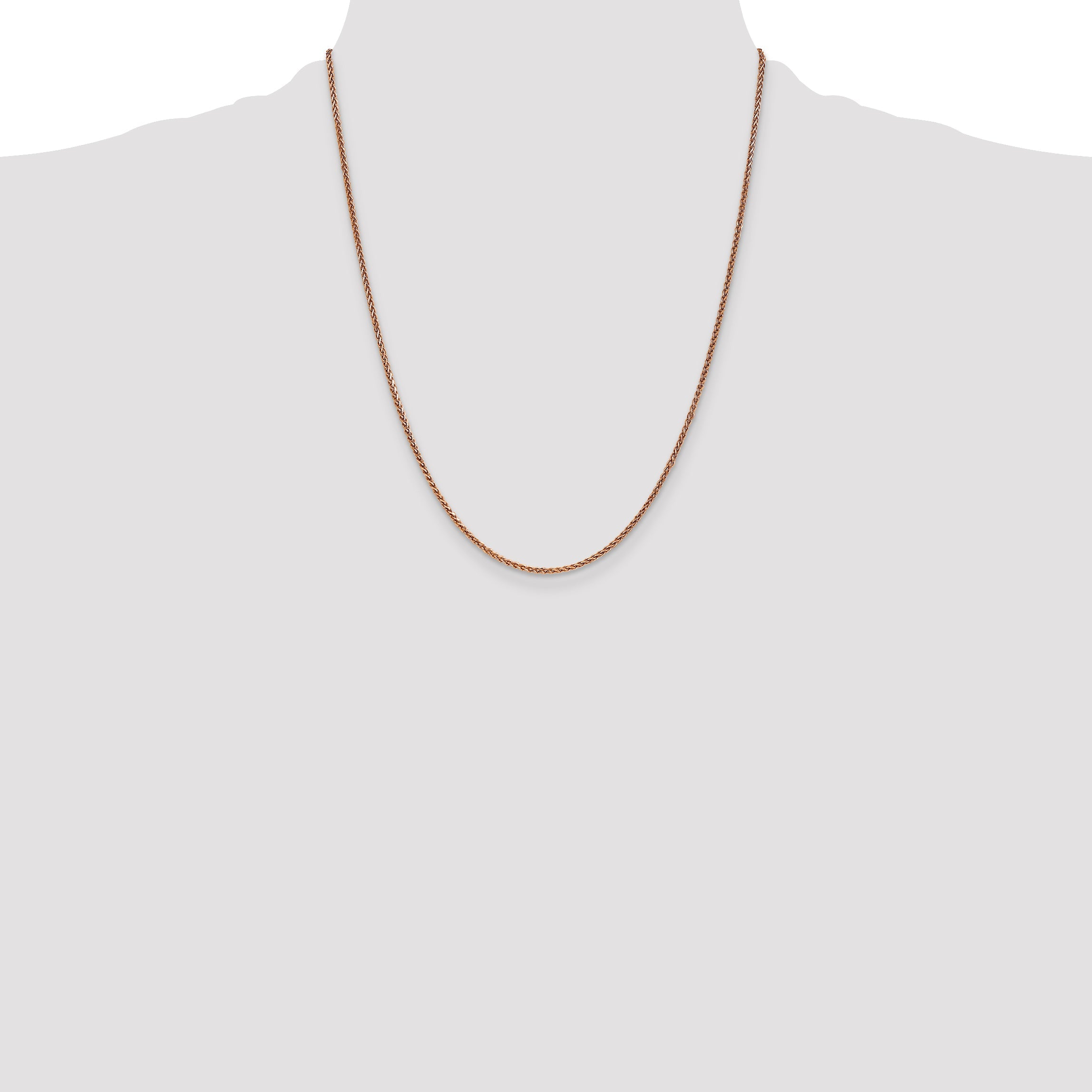 14K Rose Gold 22 Inch 1.7mm Diamond-Cut Spiga With Lobster Clasp Chain Necklace