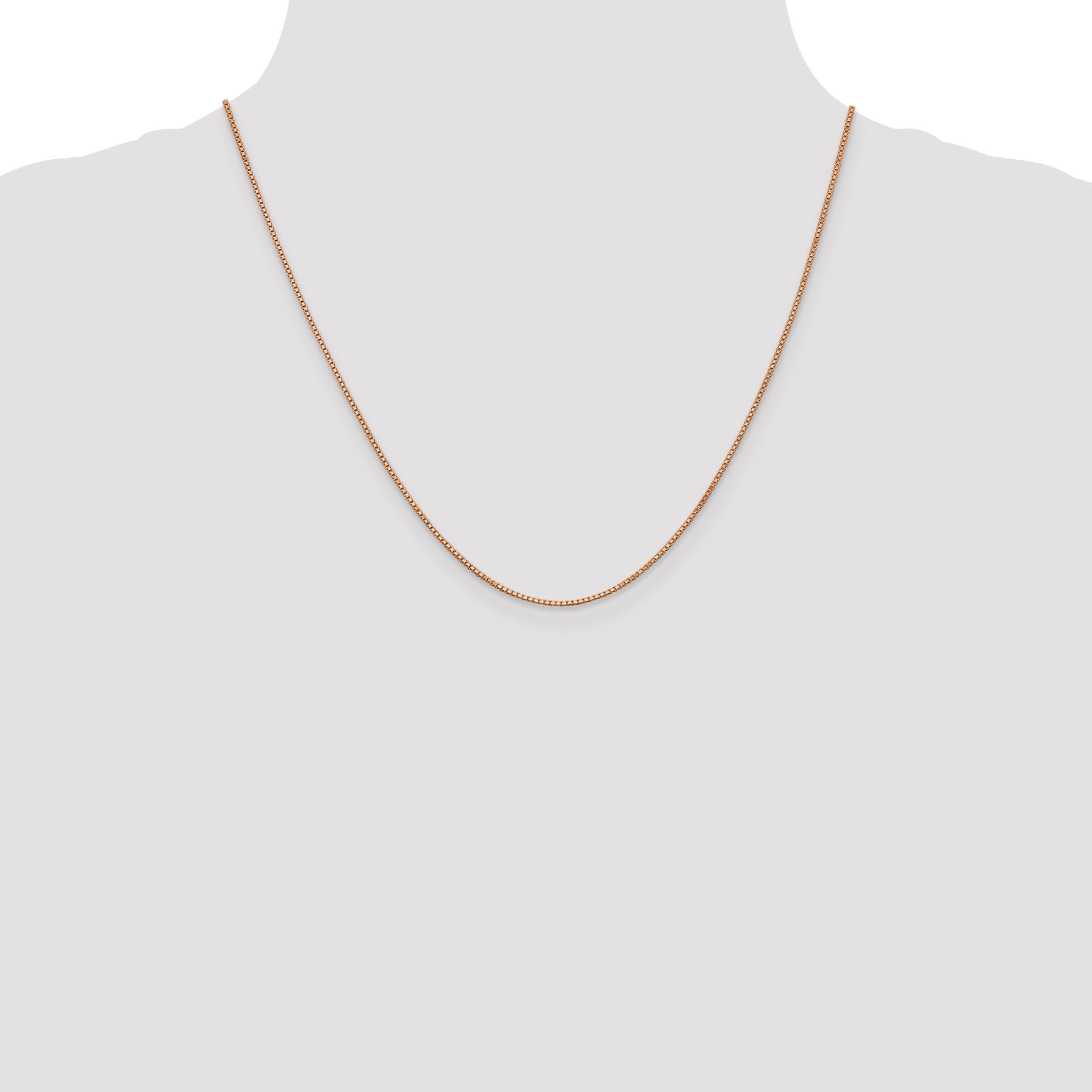 14K Rose Gold 20 Inch 1mm Box Link With Lobster Clasp Chain Necklace