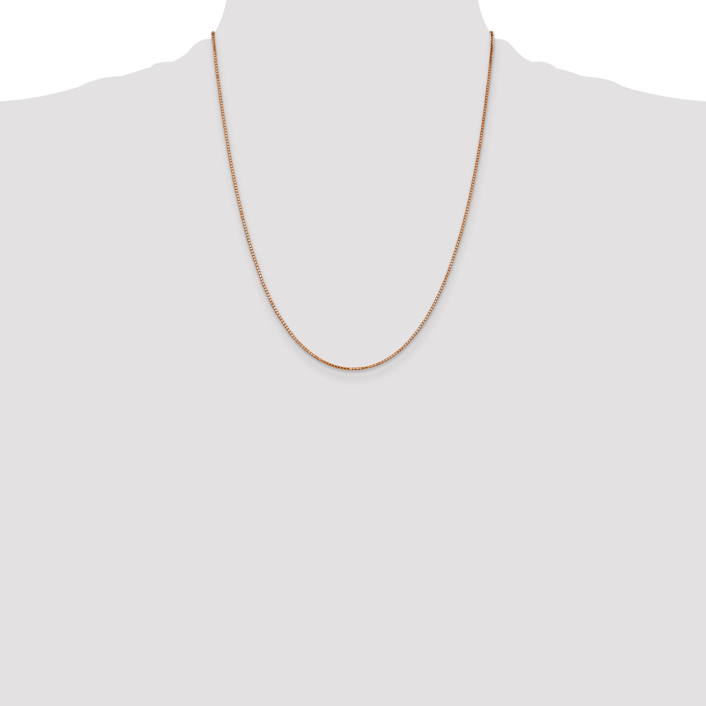 14K Rose Gold 22 Inch 1.10mm Box Link With Lobster Clasp Chain Necklace