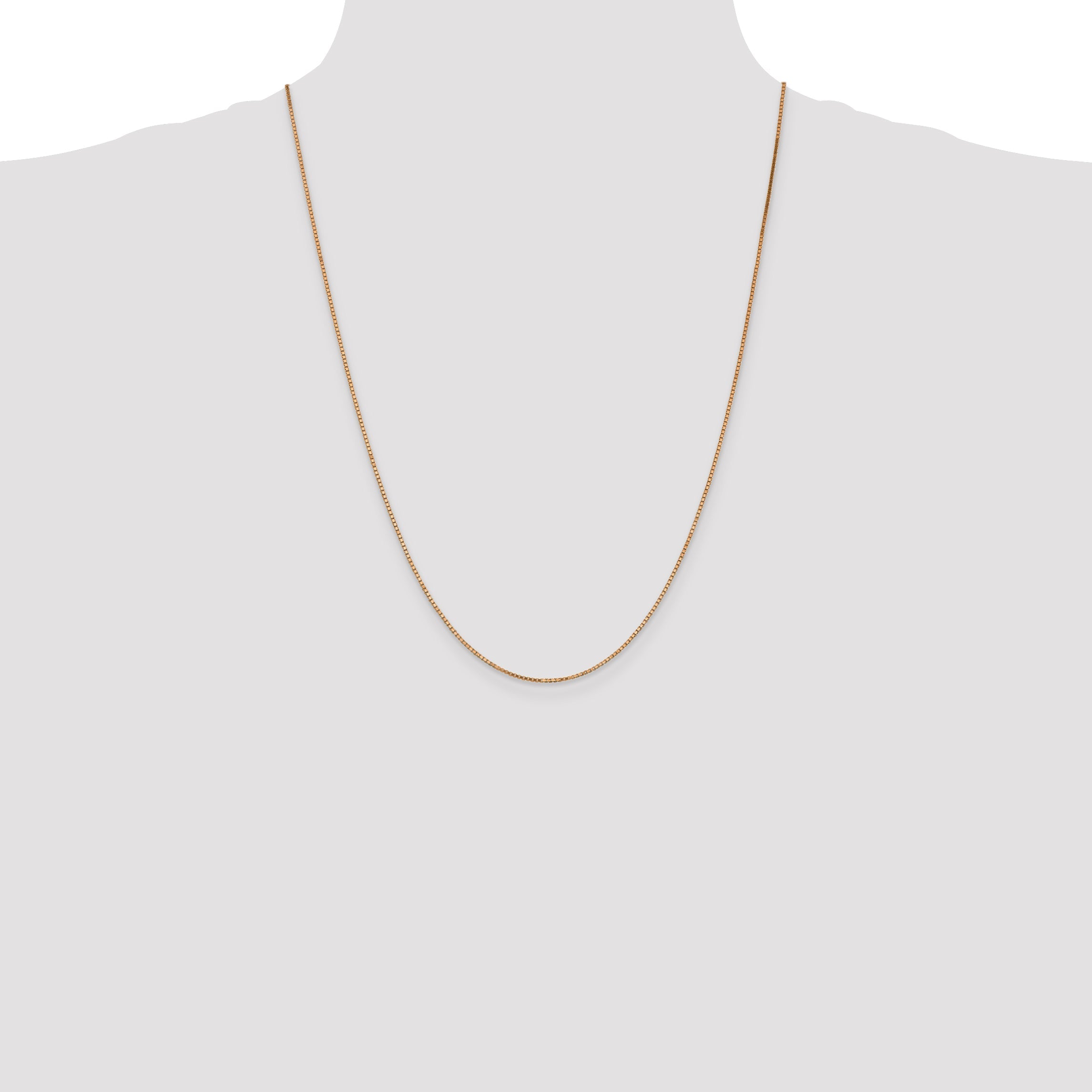 14K Rose Gold 24 Inch 1.10mm Box Link With Lobster Clasp Chain Necklace