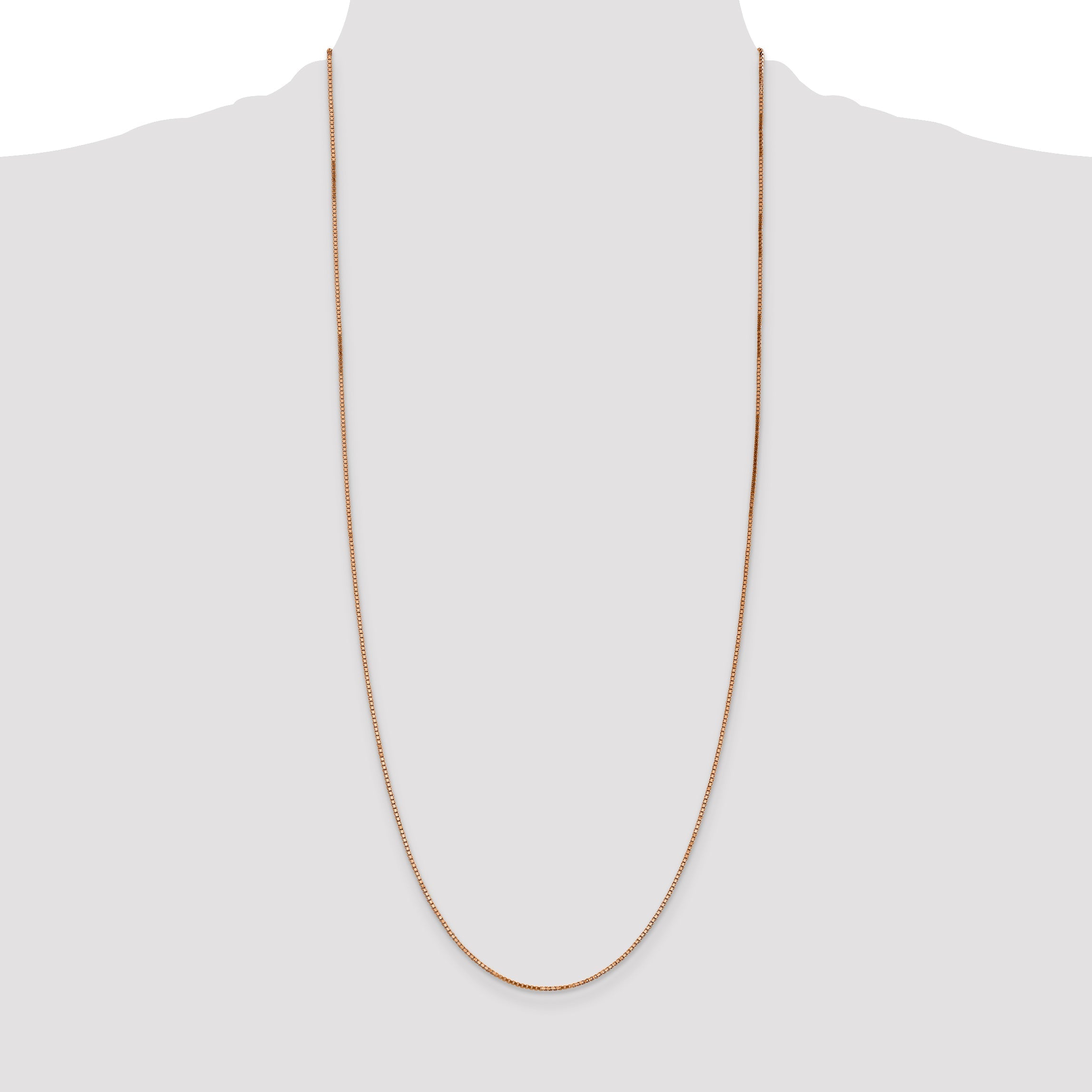 14K Rose Gold 30 Inch 1.10mm Box Link With Lobster Clasp Chain Necklace
