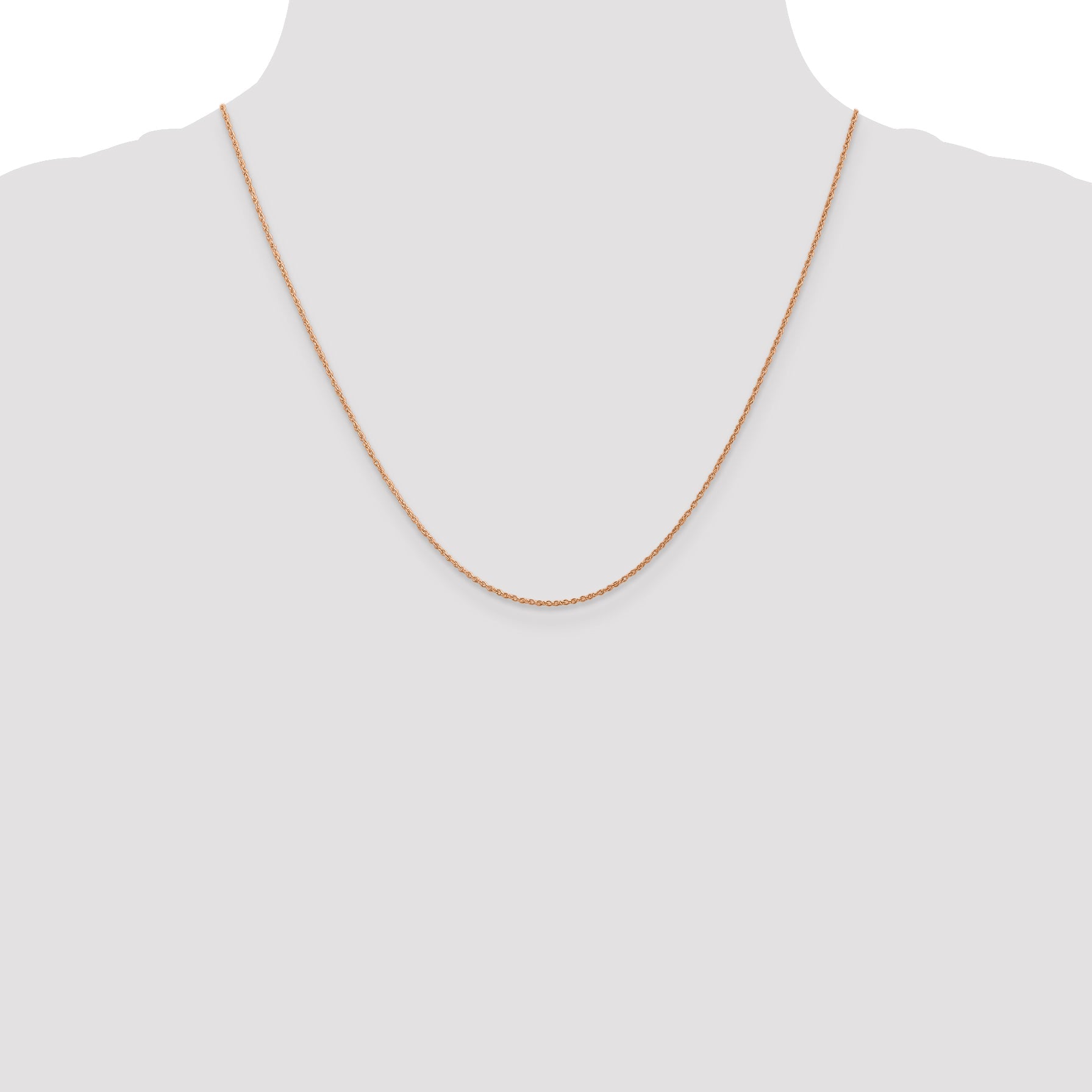14K Rose Gold 20 Inch .8mm Baby Rope With Spring Ring Clasp Chain Necklace