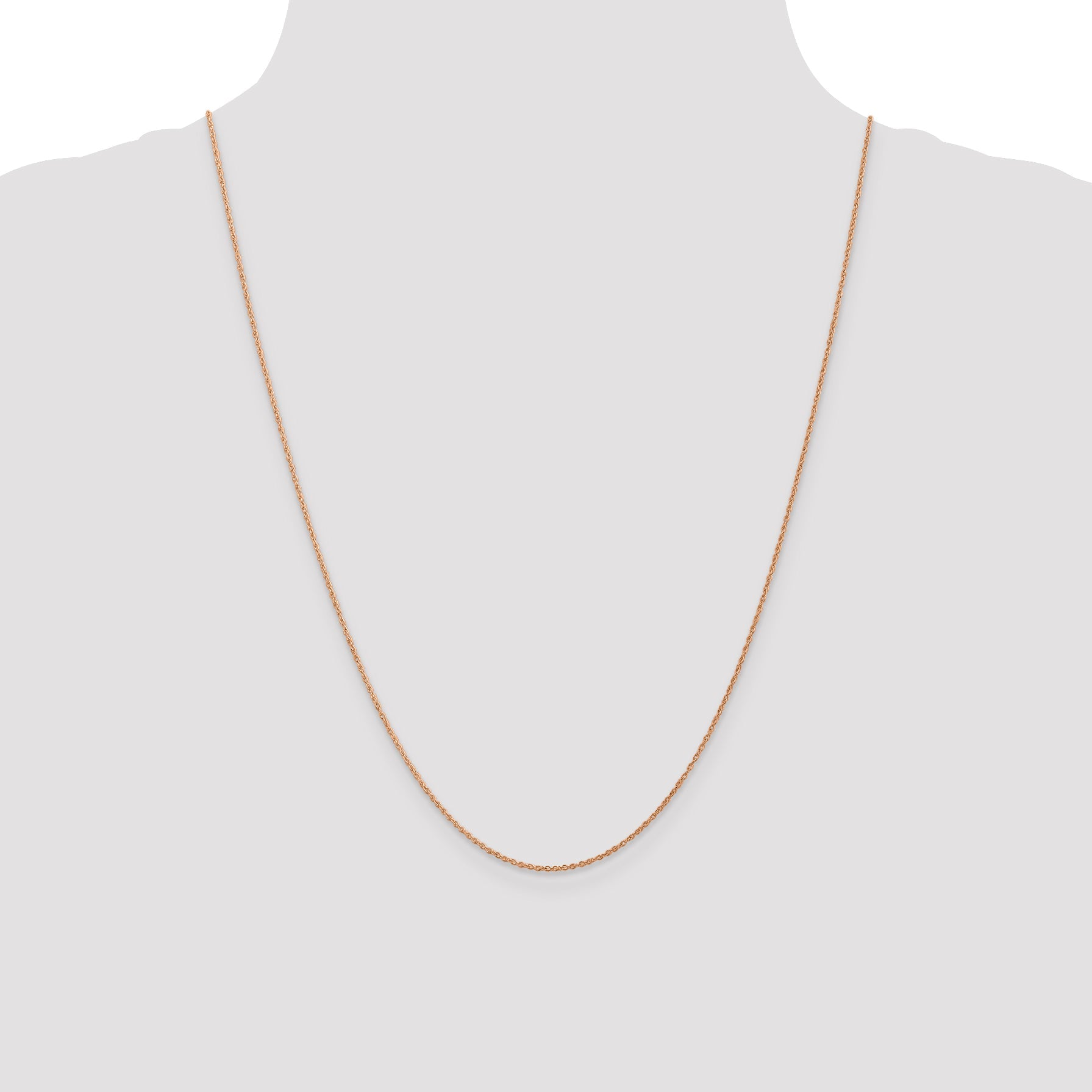 14K Rose Gold 24 Inch .8mm Baby Rope With Spring Ring Clasp Chain Necklace