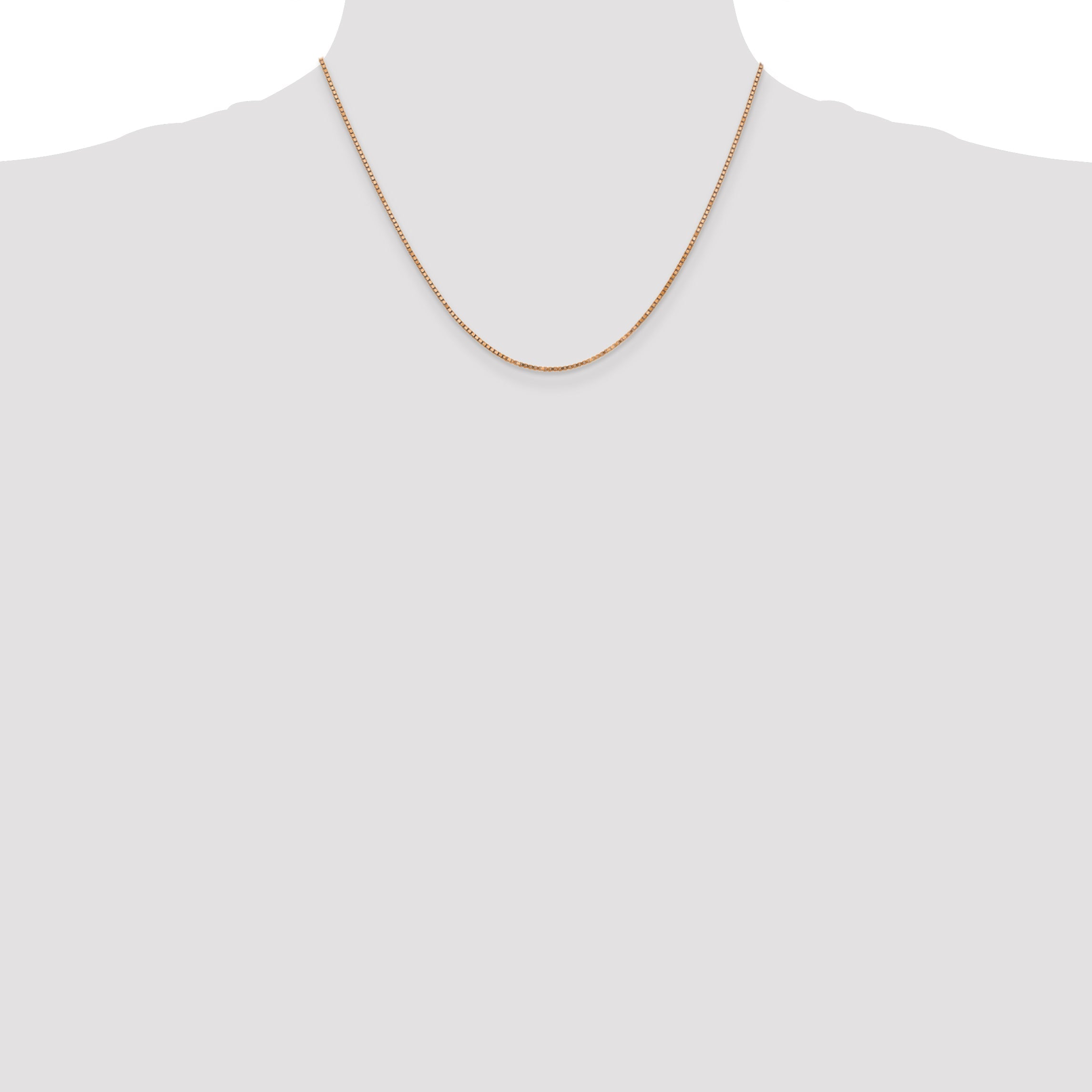14K Rose Gold 18 Inch 1.3mm Box Link With Lobster Clasp Chain Necklace