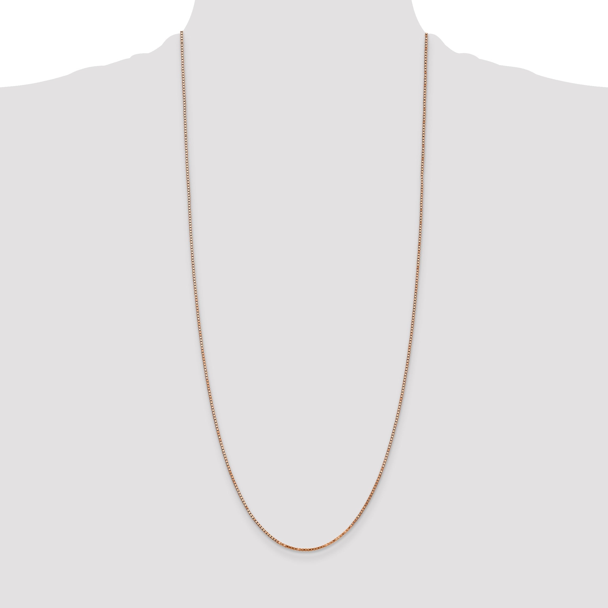 14K Rose Gold 30 Inch 1.3mm Box Link With Lobster Clasp Chain Necklace