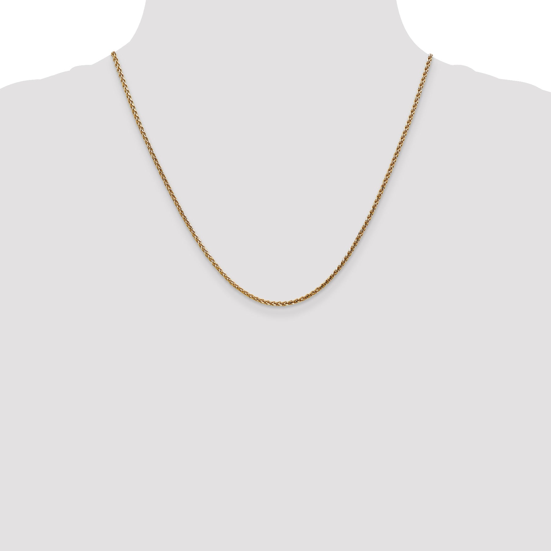 14K Rose Gold 20 Inch 2.1mm Diamond-Cut Spiga With Lobster Clasp Chain Necklace