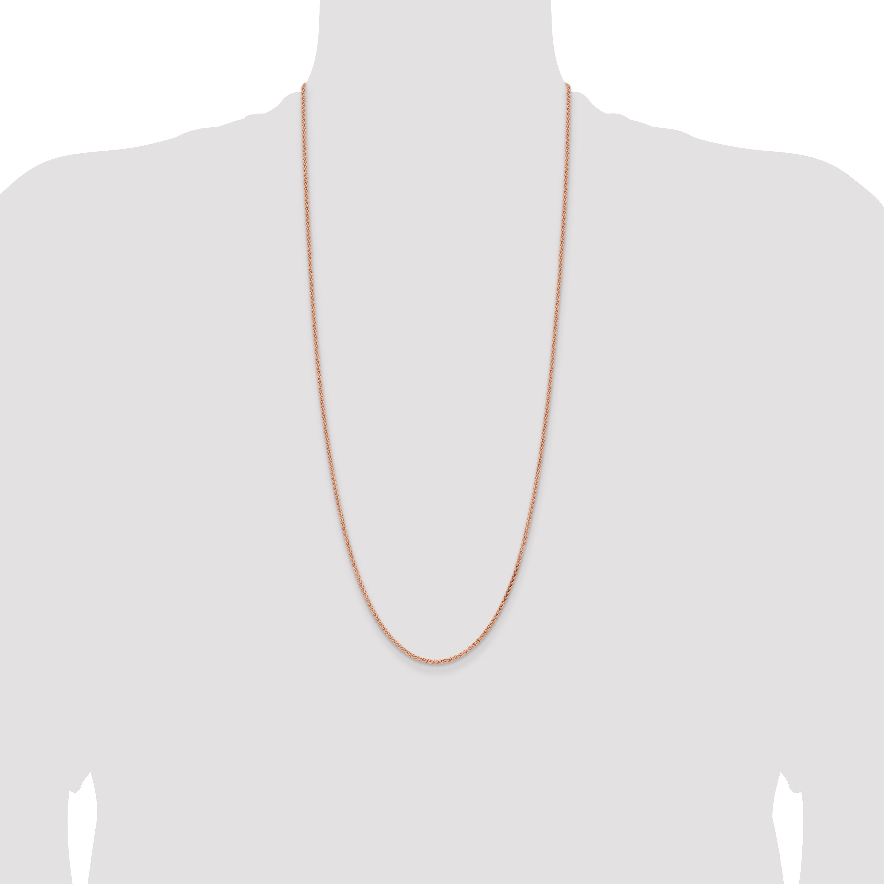14K Rose Gold 30 Inch 2.1mm Solid Polished Spiga With Lobster Clasp Chain Necklace