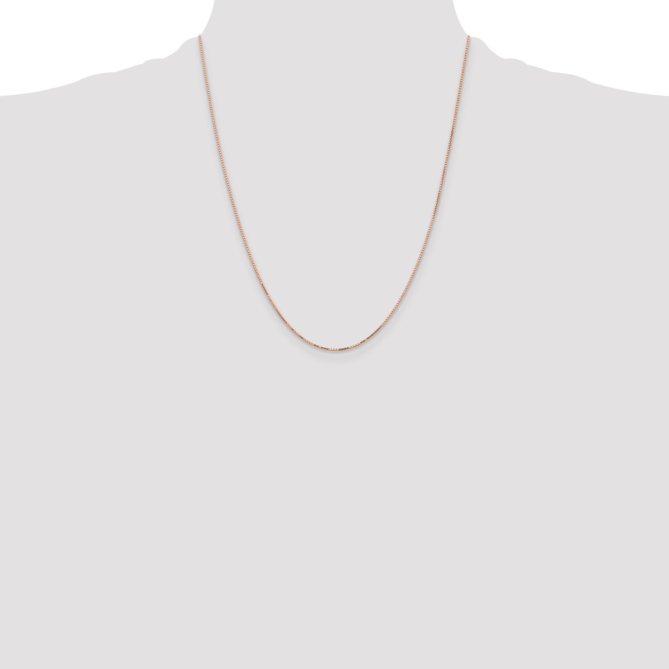 14K Rose Gold 22 Inch .95mm Box Link With Lobster Clasp Chain Necklace