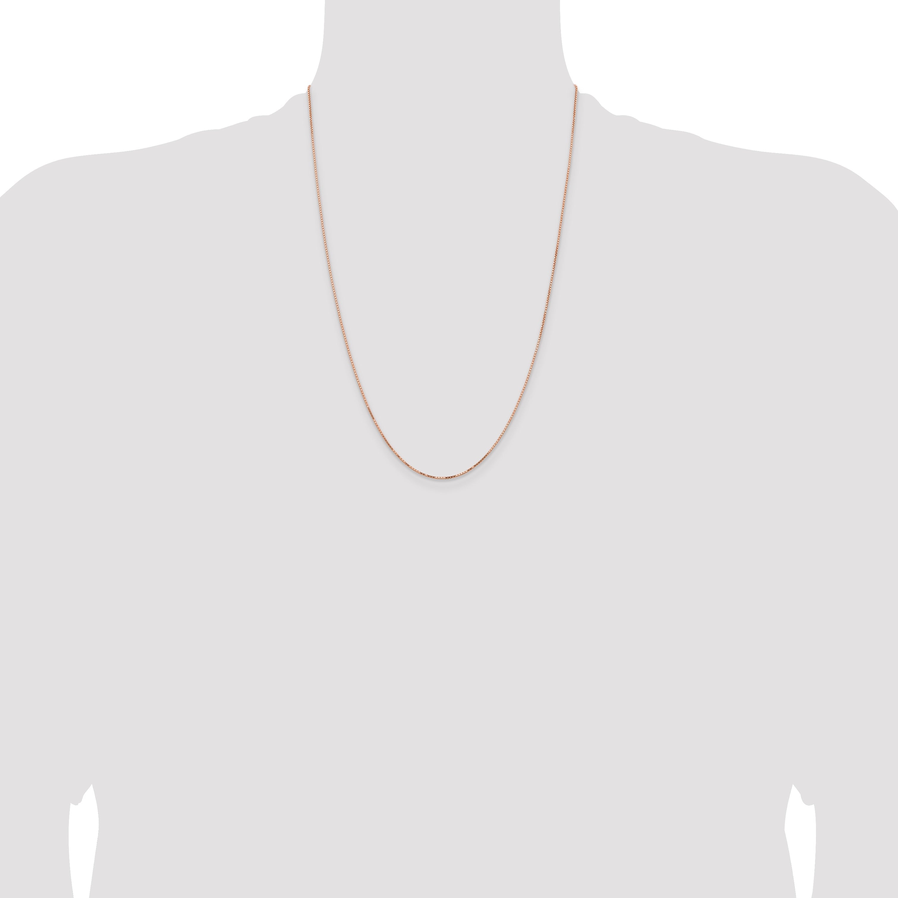 14K Rose Gold 24 Inch .95mm Box Link With Lobster Clasp Chain Necklace
