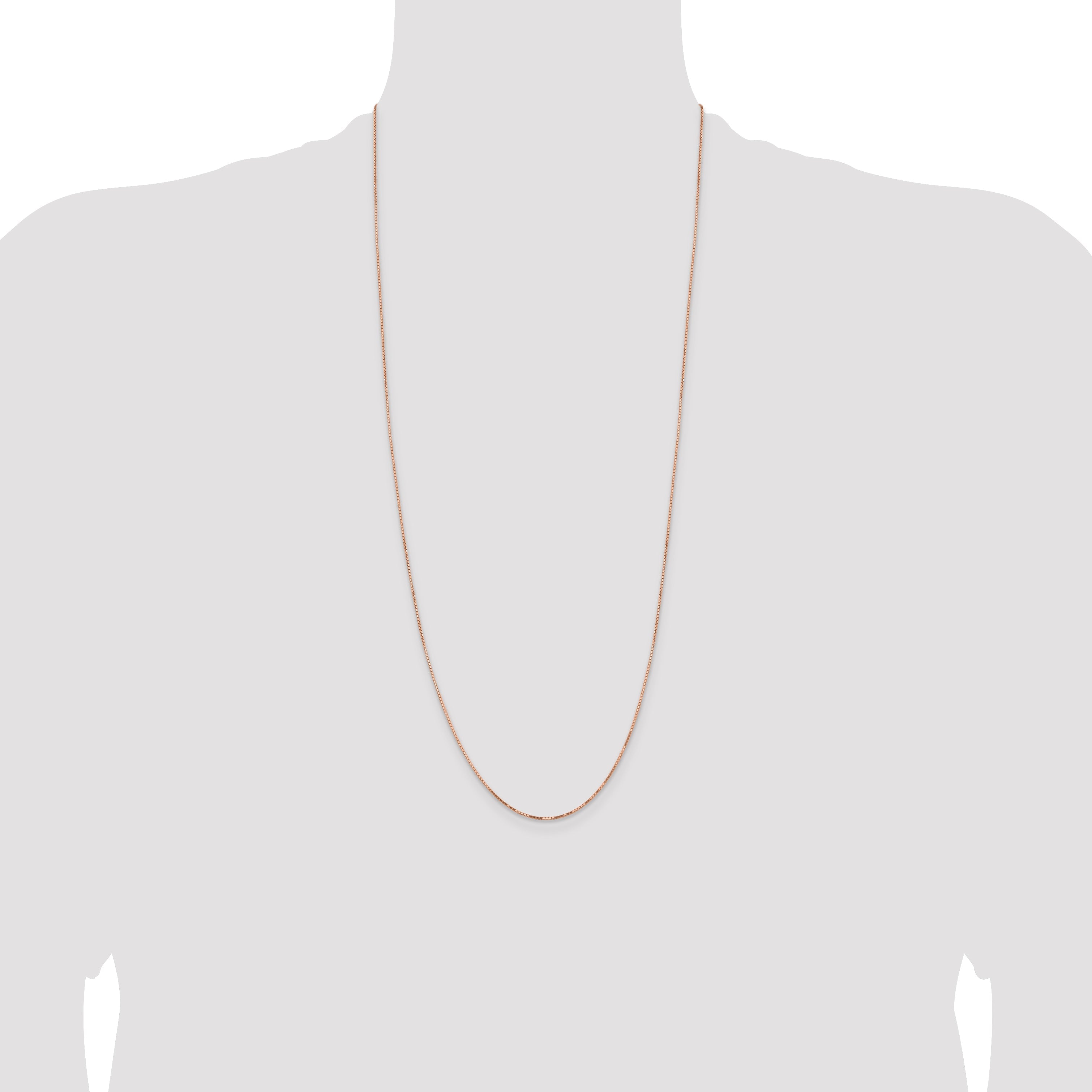14K Rose Gold 30 Inch .95mm Box Link With Lobster Clasp Chain Necklace