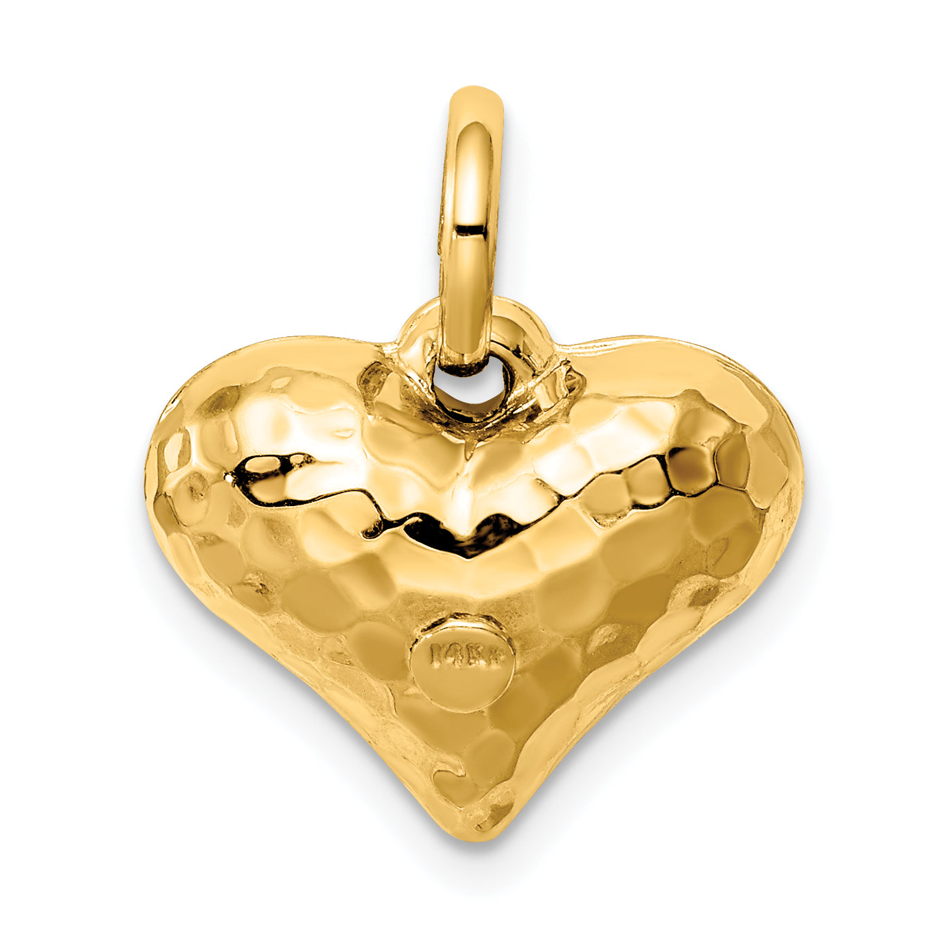 14K Yellow Gold Polished And Hammered 3-D Heart Pendant