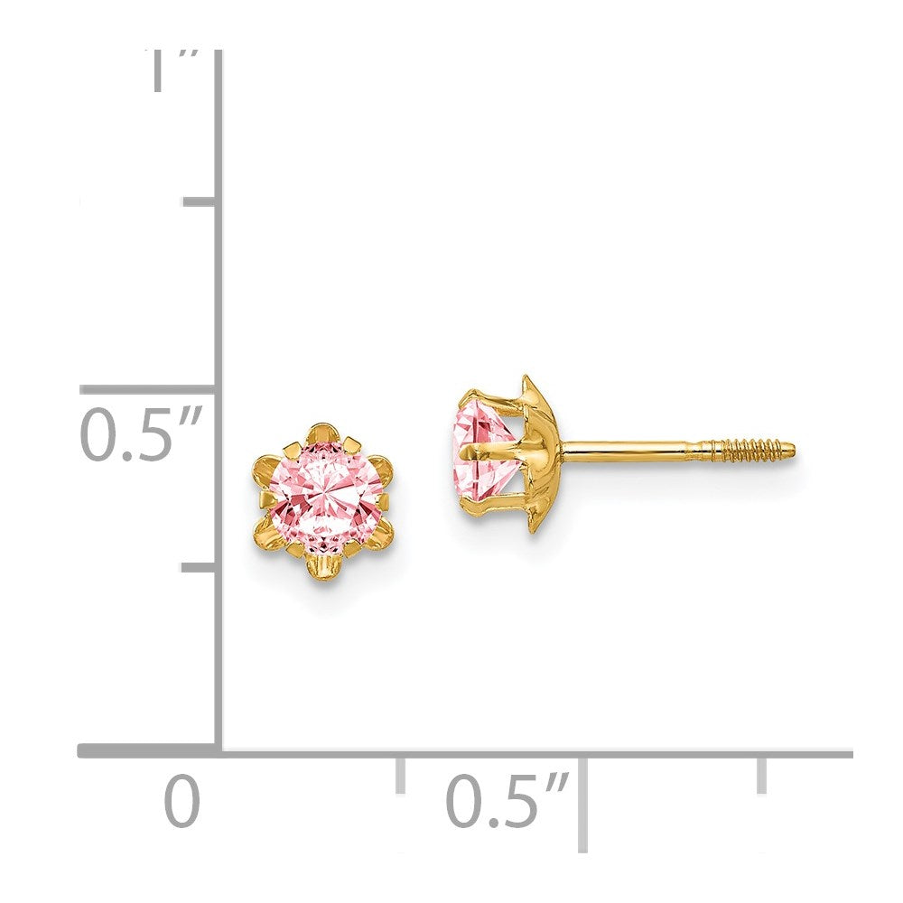 14K Yellow Gold Madi K 4mm Cz Birthstone (Oct) Screwback Earrings