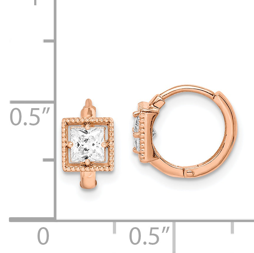 14K Rose Gold Madi K Square Cz Hoop Earrings
