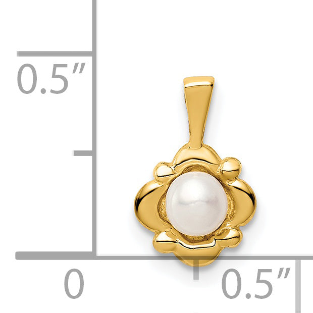 14K Yellow Gold Madi K 4-5mm White Button Freshwater Cultured Pearl Pendant