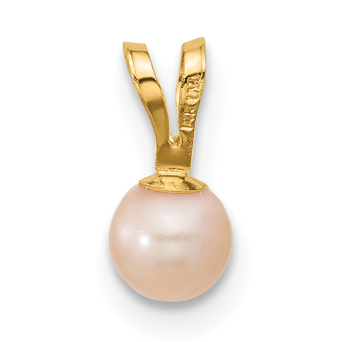 14K Yellow Gold Madi K 4-5mm Pink Near Round Freshwater Cultured Pearl Pendant
