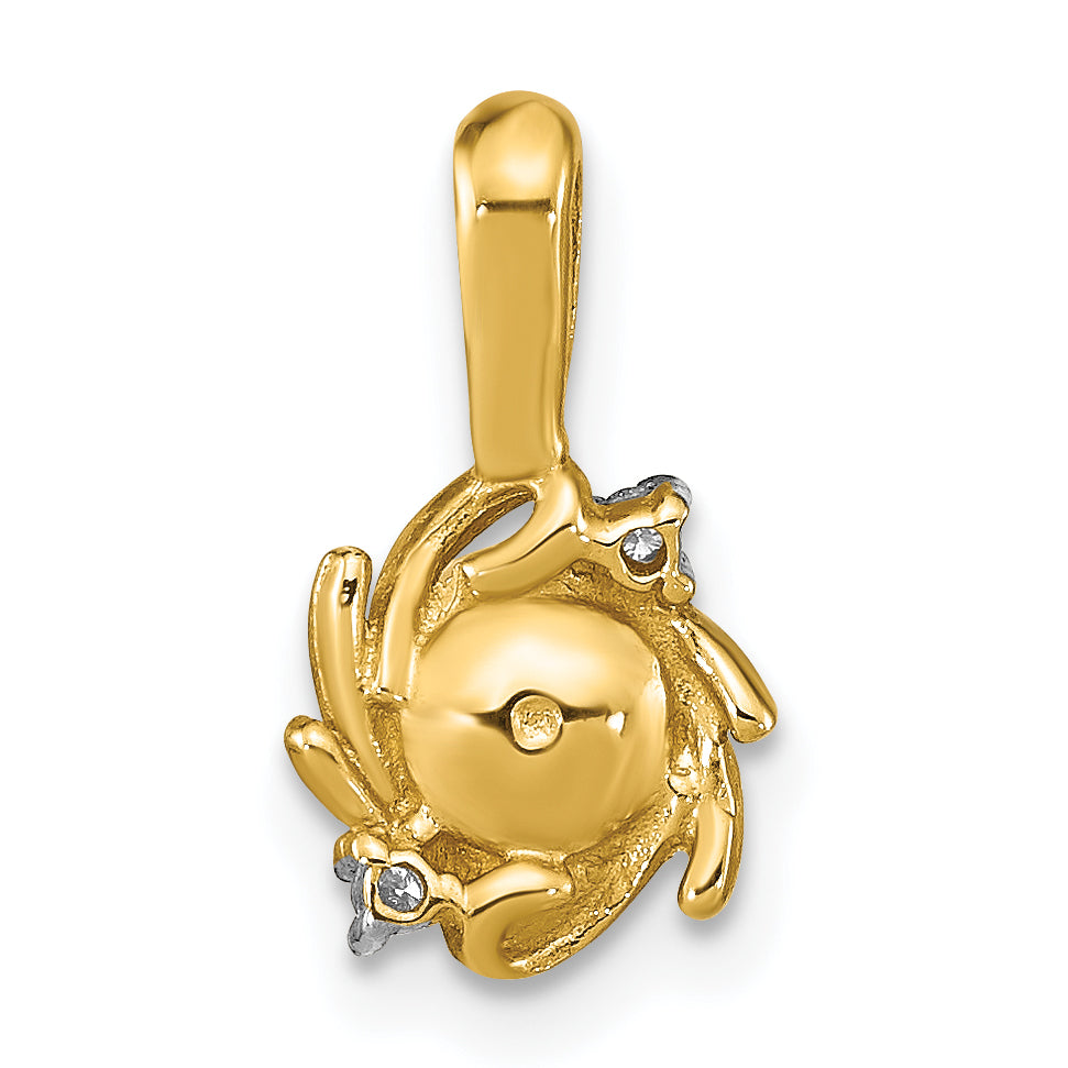 14K Yellow Gold Madi K 5-6mm Button White Fwc Pearl .02Ct. Diamond Pendant