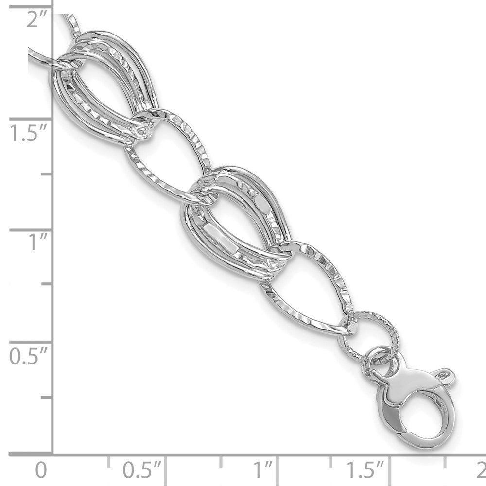 7.5 Inch 14K White Gold Polished And Textured Hollow W/1 In Ext. Bracelet