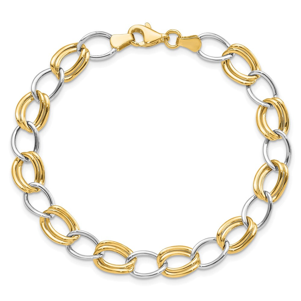 7.5 Inch 14K Two-Tone Polished Open Link Bracelet