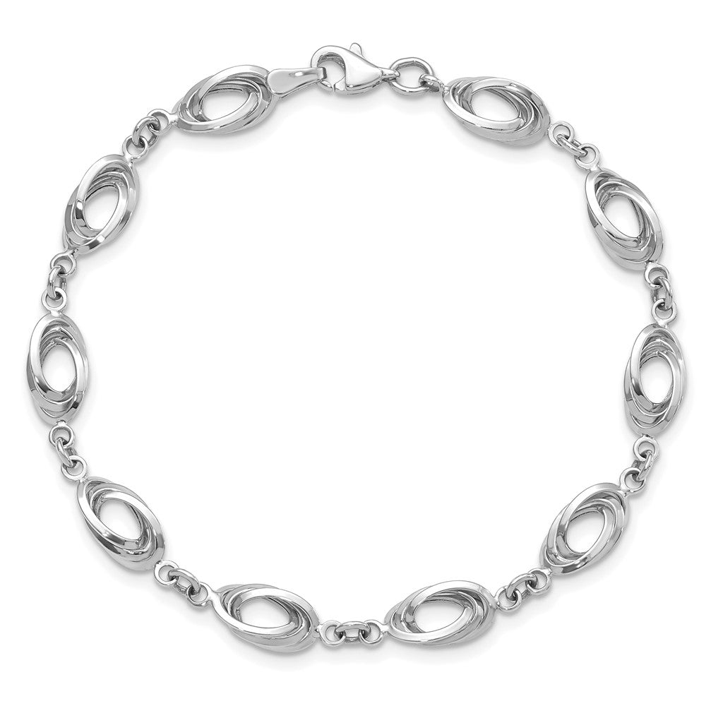 7.5 Inch 14K White Gold Fancy Link Bracelet