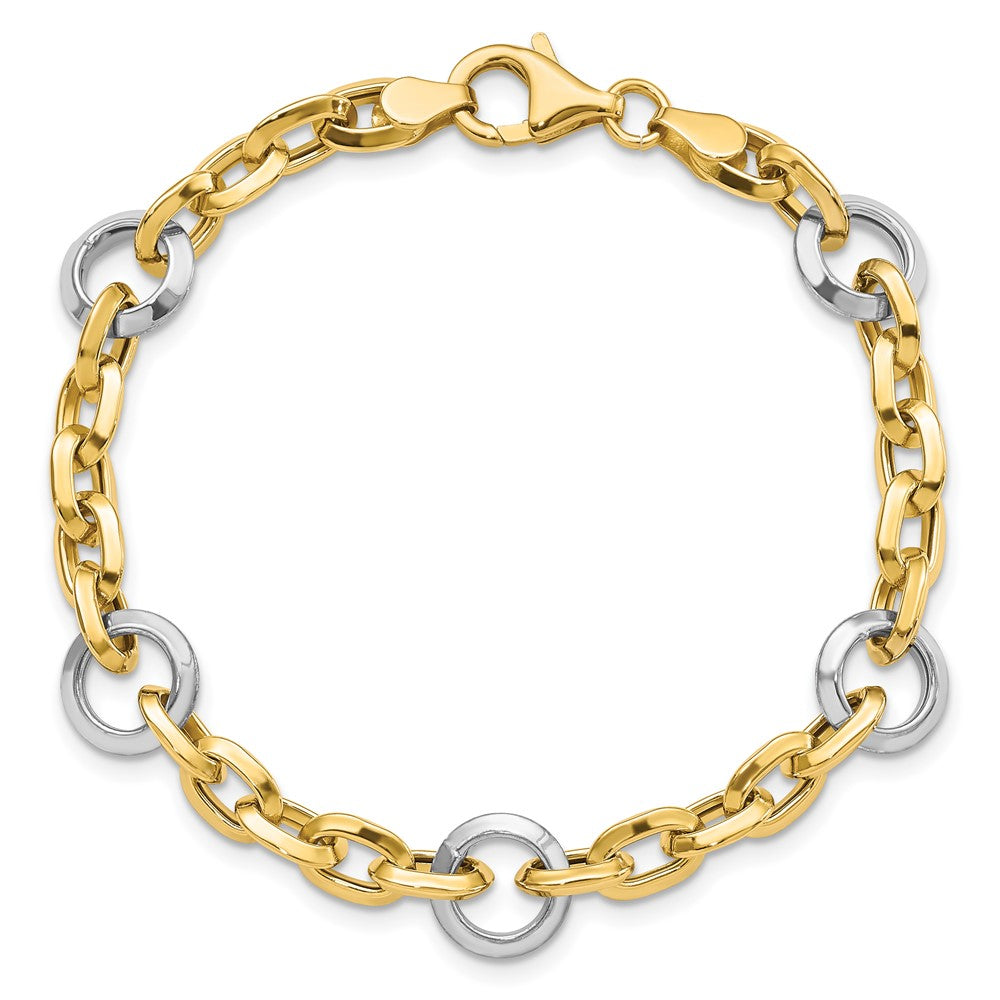 14K Two-Tone Fancy Link 7 Inch Bracelet