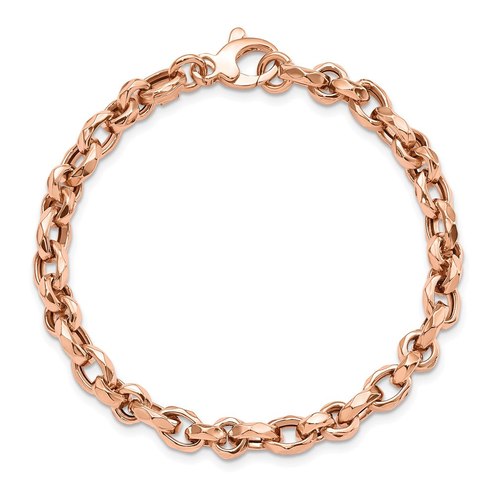 7.5 Inch 14K Rose Gold Polished Fancy Link Bracelet