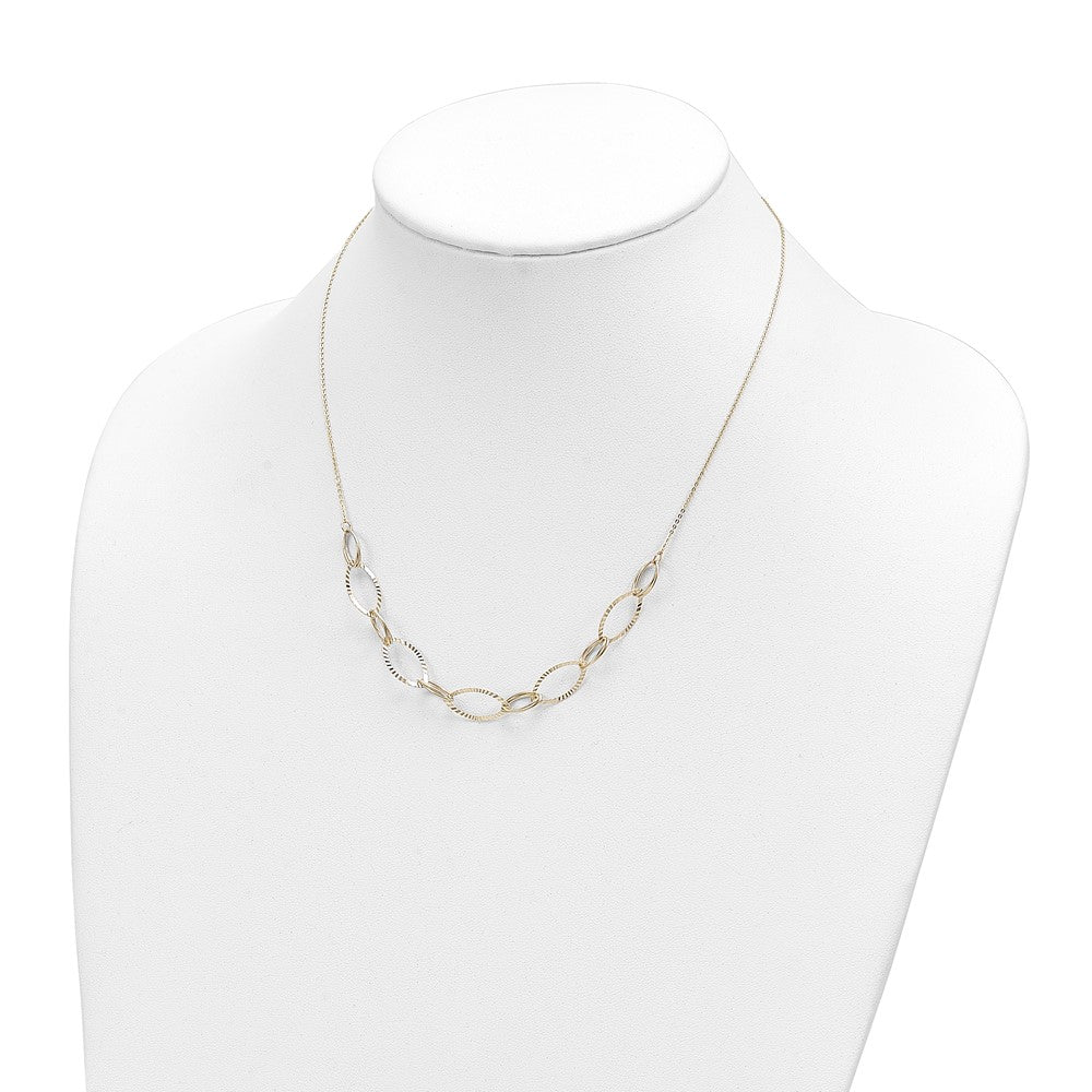 14K Yellow Gold Polished D/C Oval Link Necklace