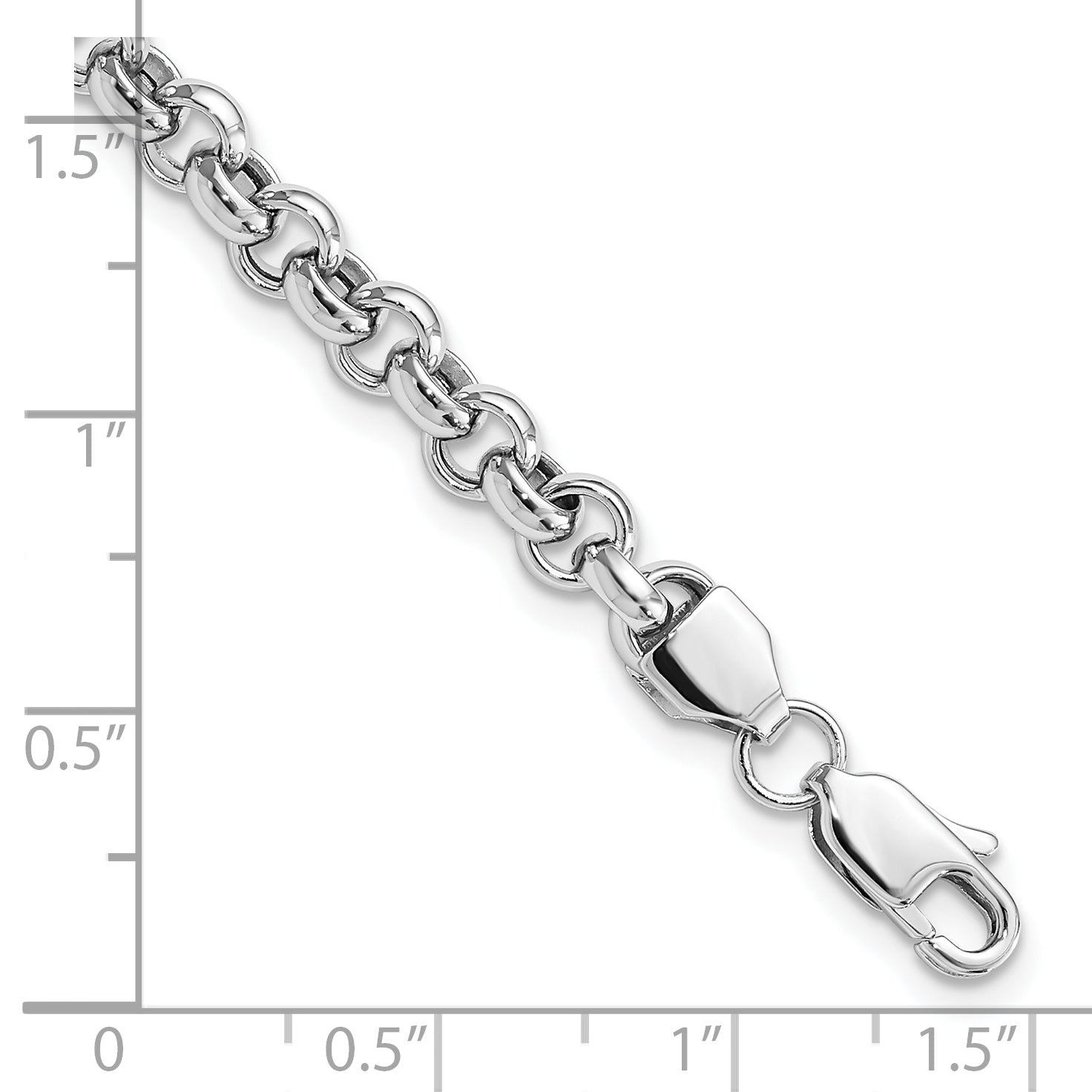 7.5 Inch 14K White Gold 7.5In 4.75mm Polished Fancy Rolo Link Bracelet