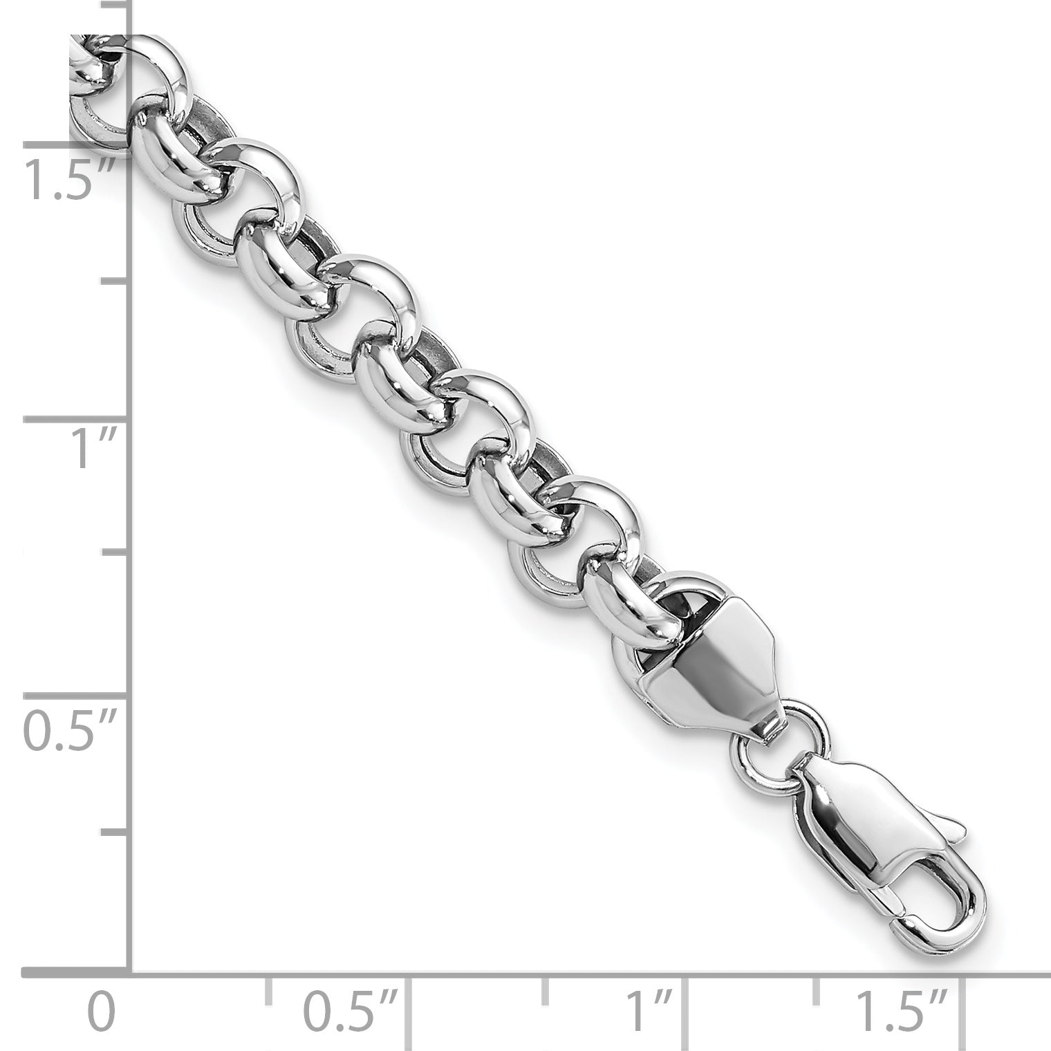 7.5 Inch 14K White Gold 7.5In 6.25mm Polished Fancy Rolo Link Bracelet