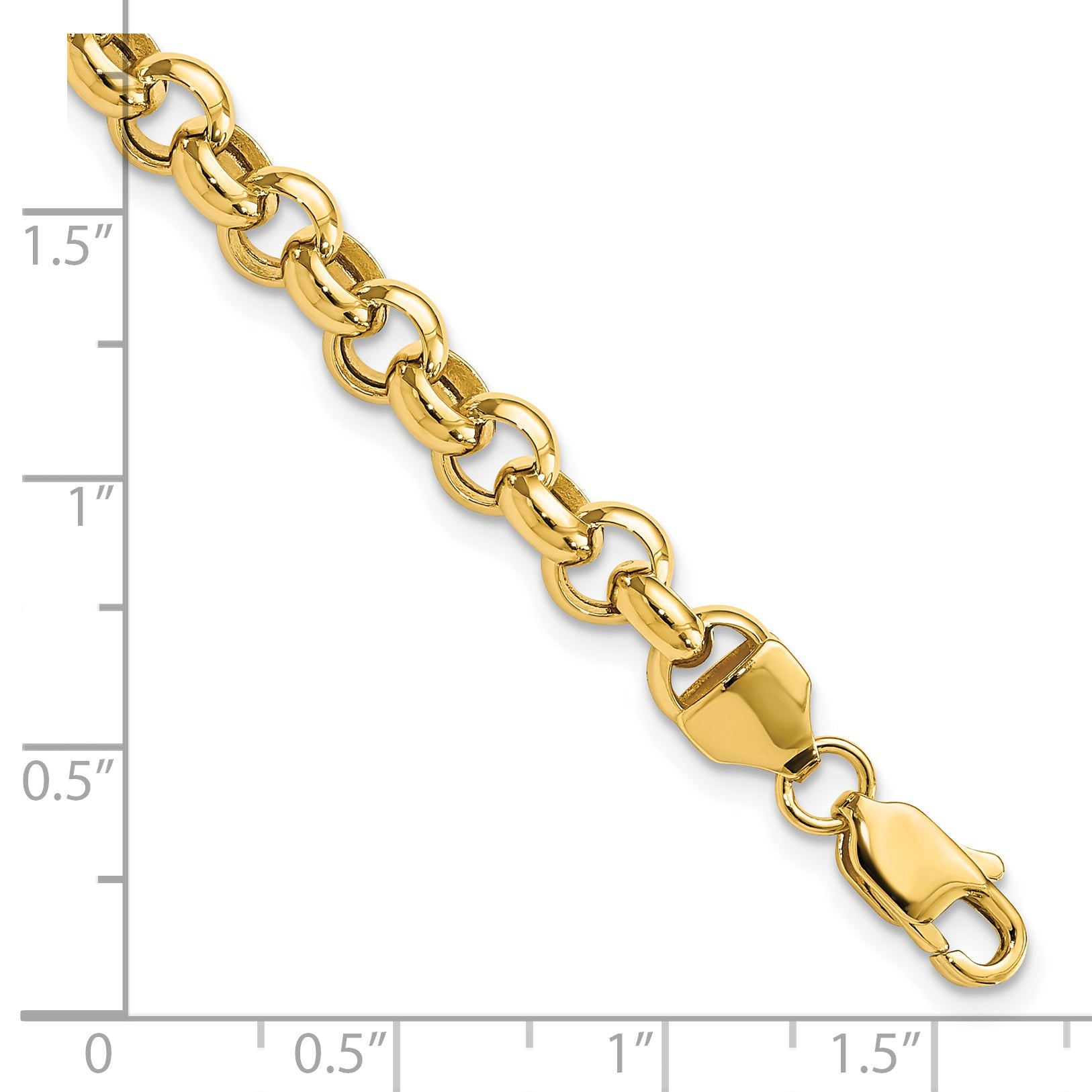 7.5 Inch 14K 7.5In 6.25mm Polished Fancy Rolo Link Bracelet