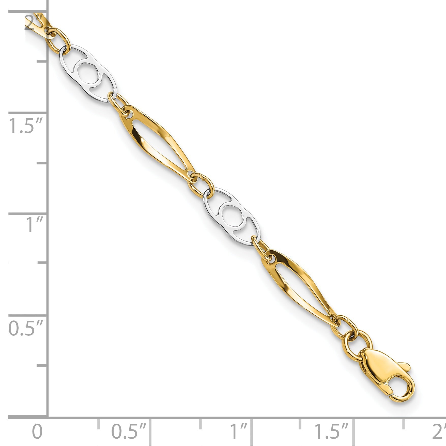 7 Inch 14K Two-Tone 7In Polished Fancy Link Bracelet