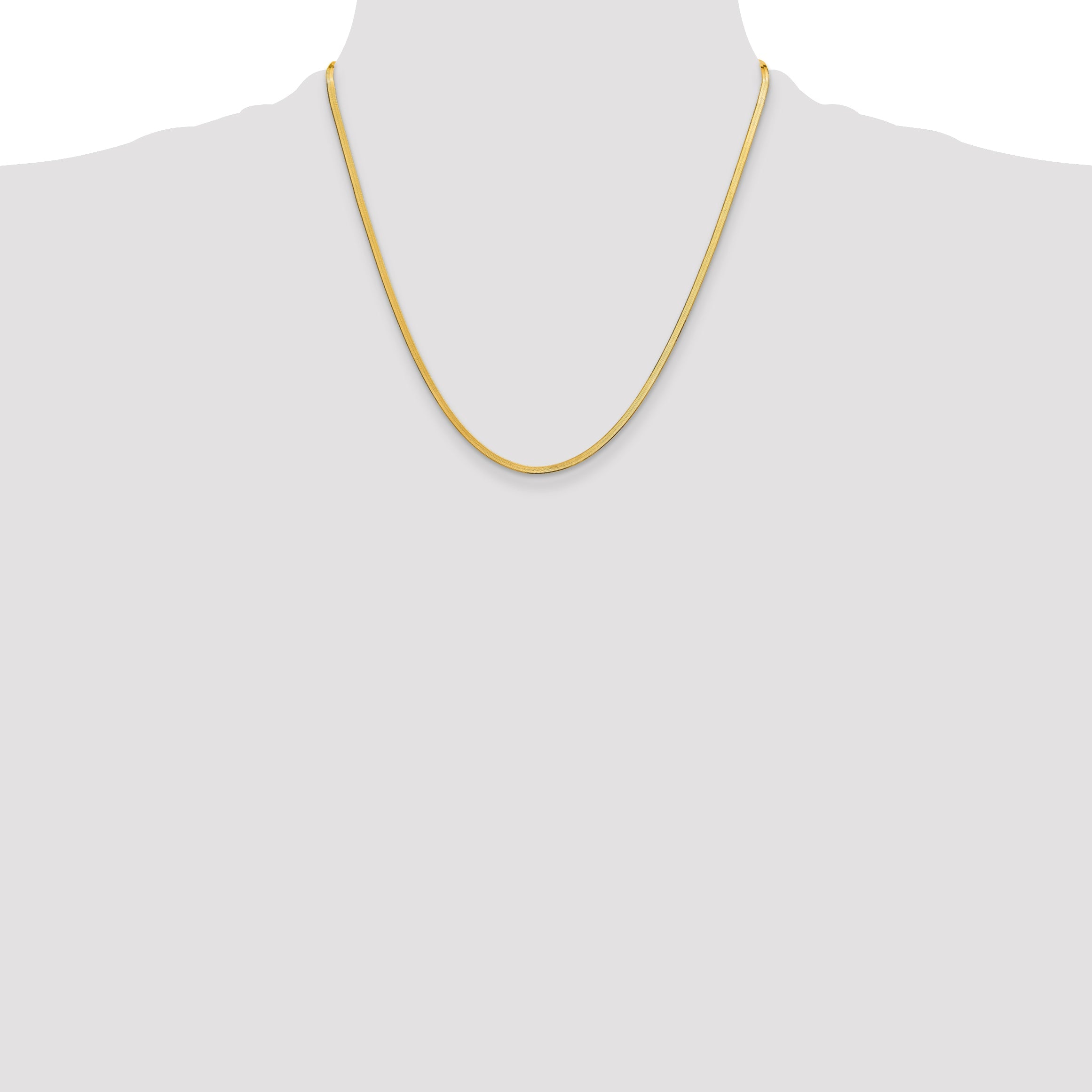 2 Inch 14K Yellow Gold 2.5mm Silky Herringbone Chain Necklace