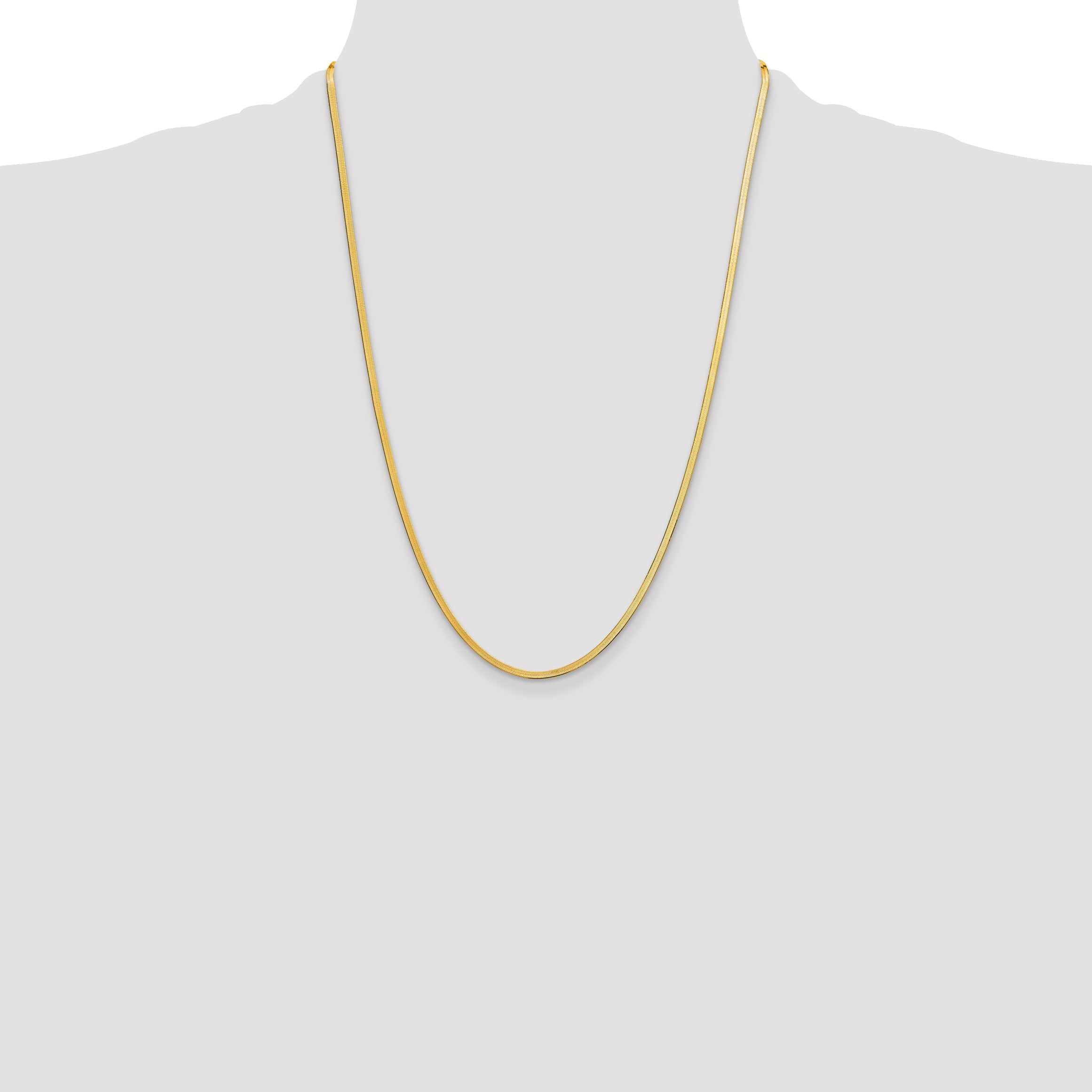24 Inch 14K Yellow Gold 2.5mm Silky Herringbone Chain Necklace