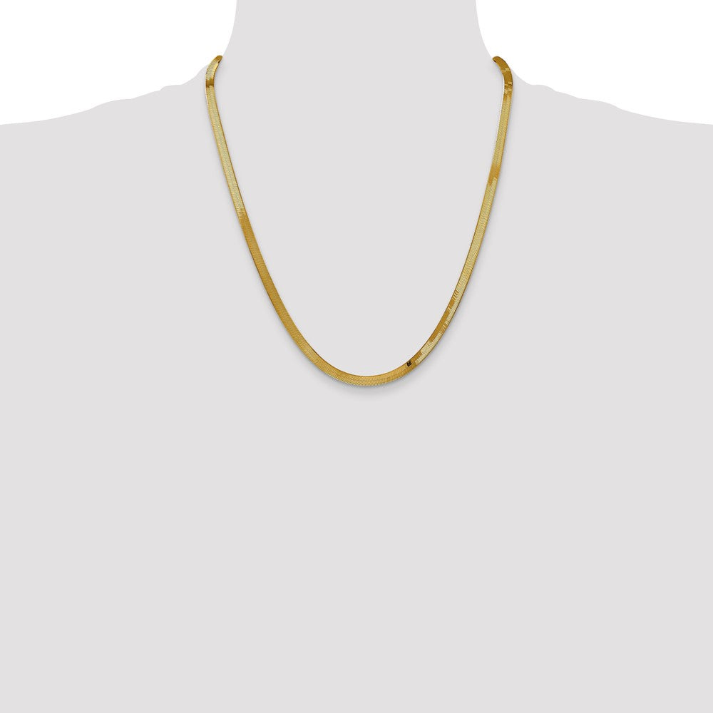 22 Inch 14K 4mm Silky Herringbone Chain Necklace