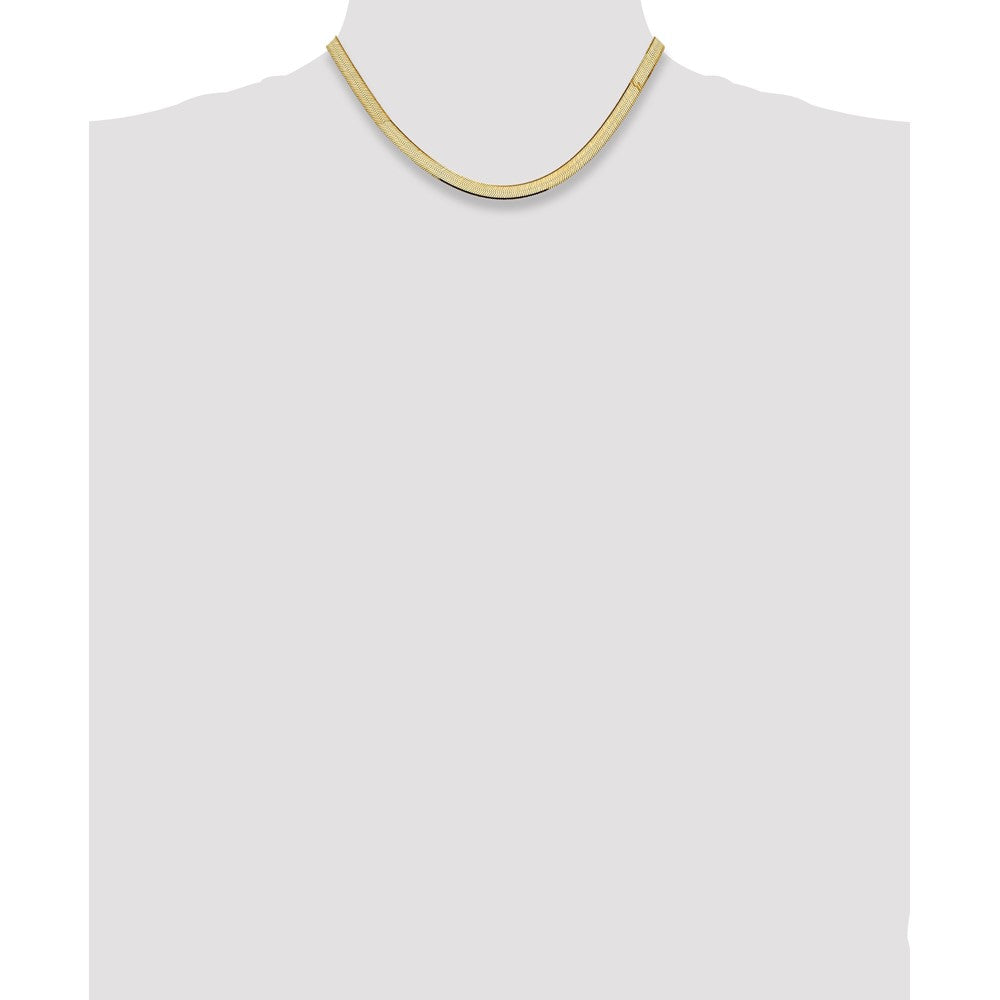 14K Yellow Gold 16 Inch 5.5mm Silky Herringbone With Lobster Clasp Chain Necklace