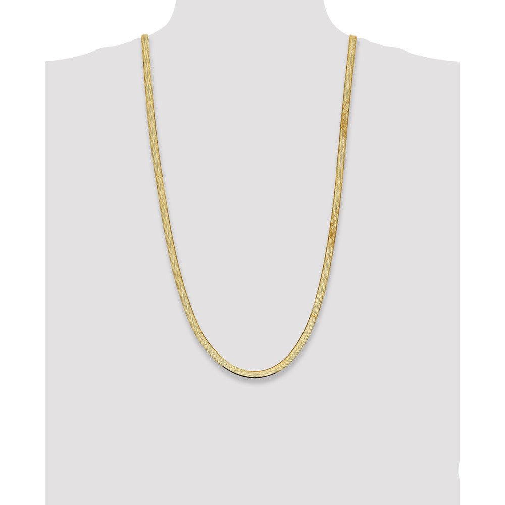 14K Yellow Gold 30 Inch 5.5mm Silky Herringbone With Lobster Clasp Chain Necklace
