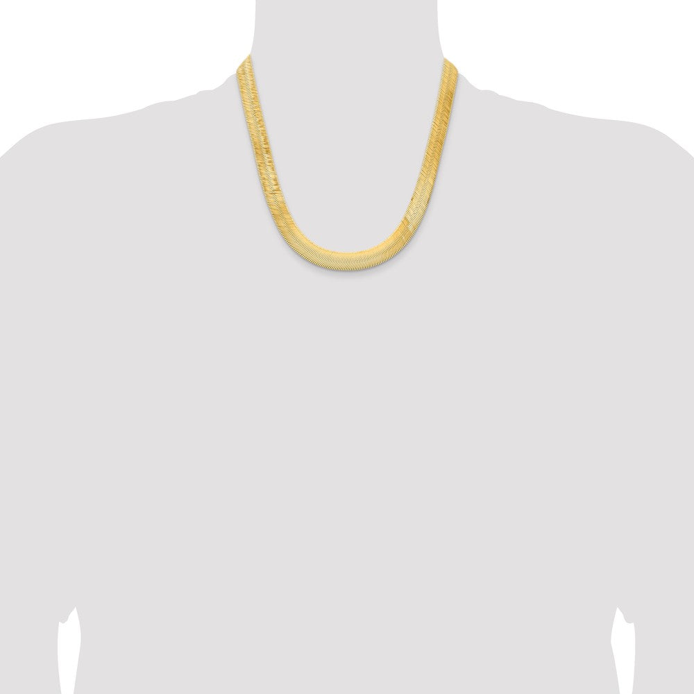 14K Yellow Gold 20 Inch 10mm Silky Herringbone With Lobster Clasp Chain Necklace