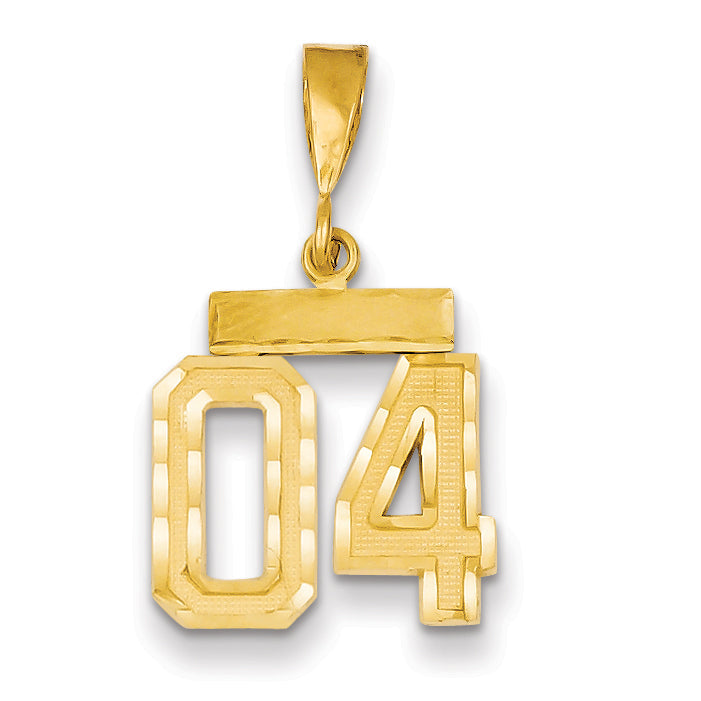 14K Yellow Gold Small Diamond-Cut Number 04 On Top Charm