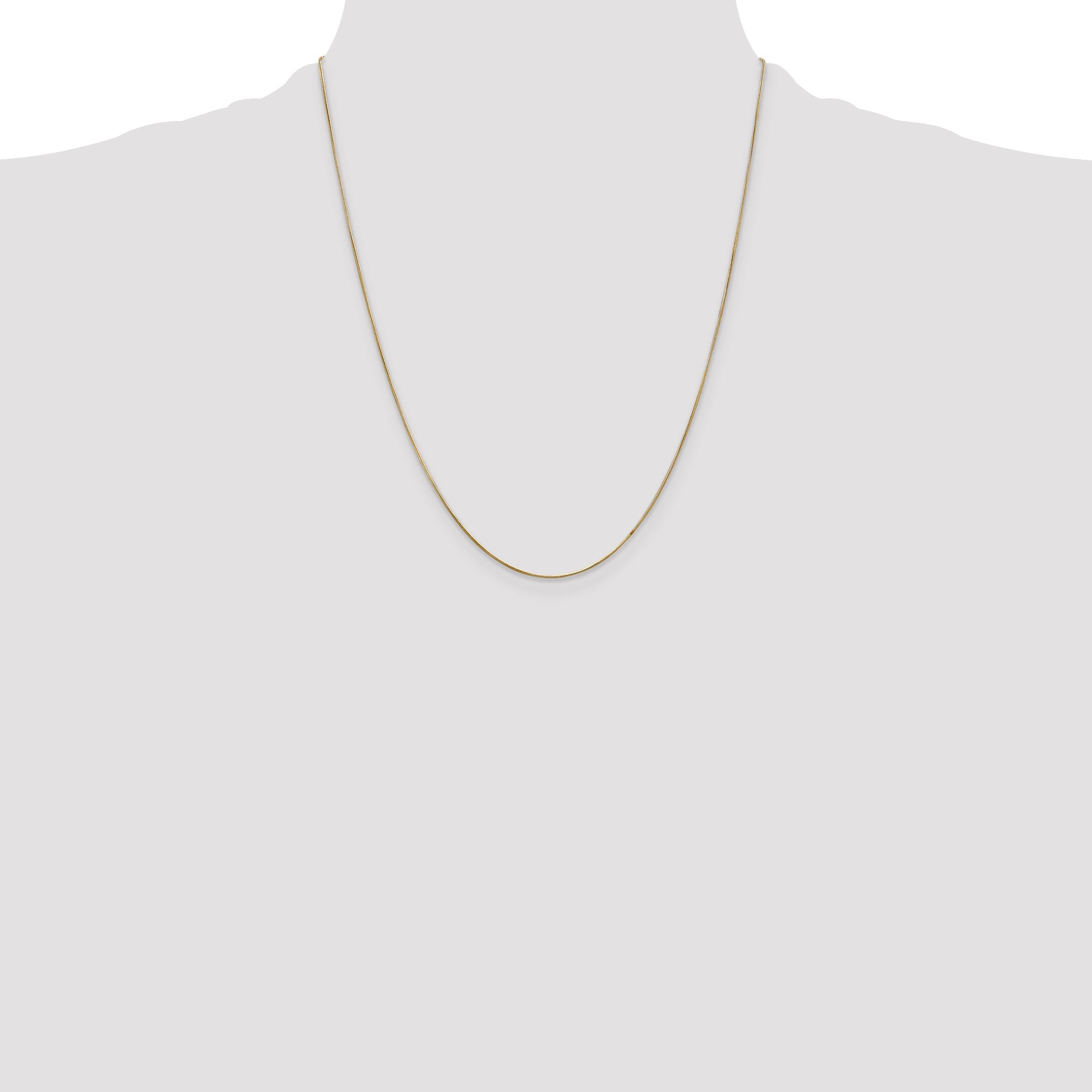 14K Yellow Gold 22 Inch .65mm Round Snake With Lobster Clasp Chain Necklace