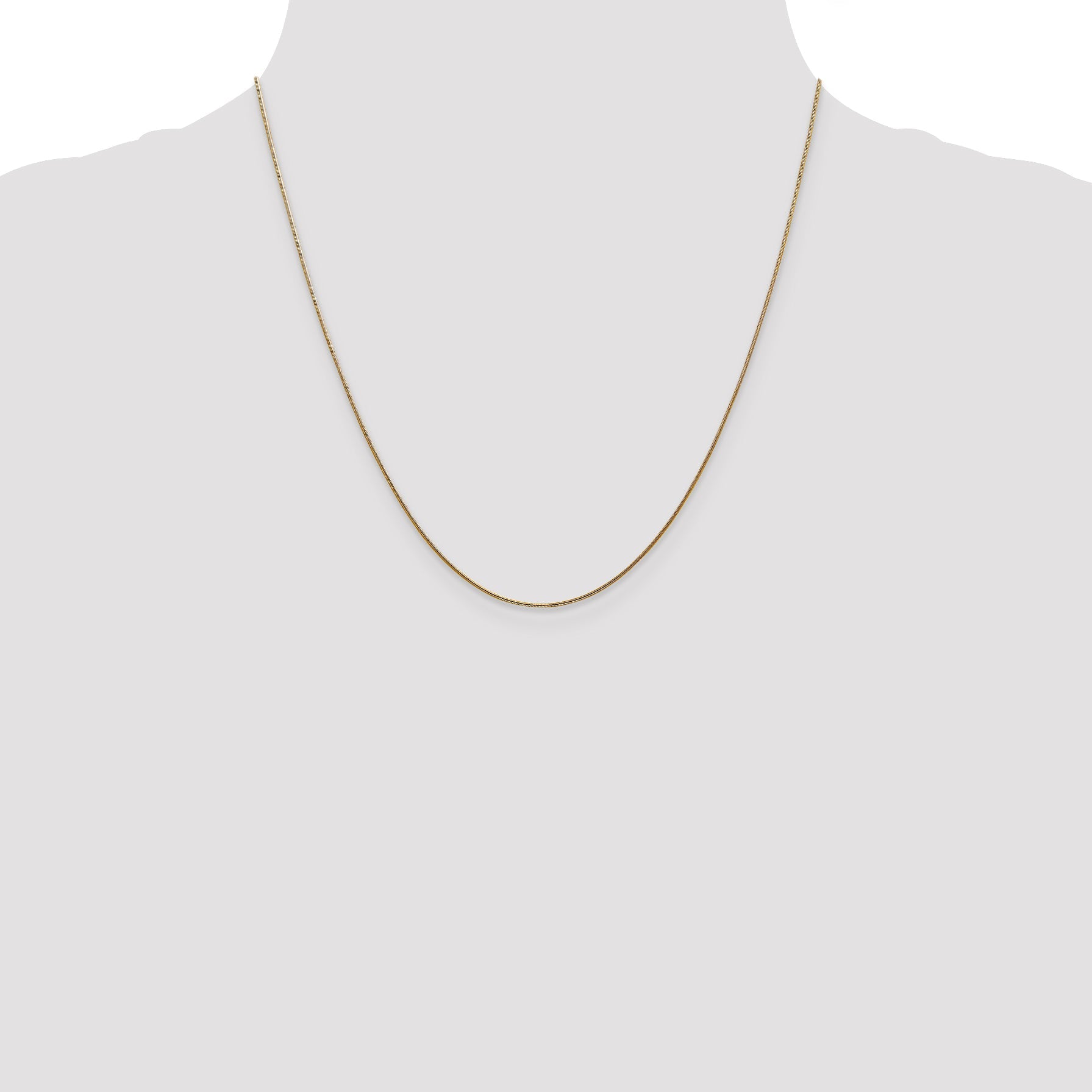 14K Yellow Gold 20 Inch .8mm Round Snake With Lobster Clasp Chain Necklace