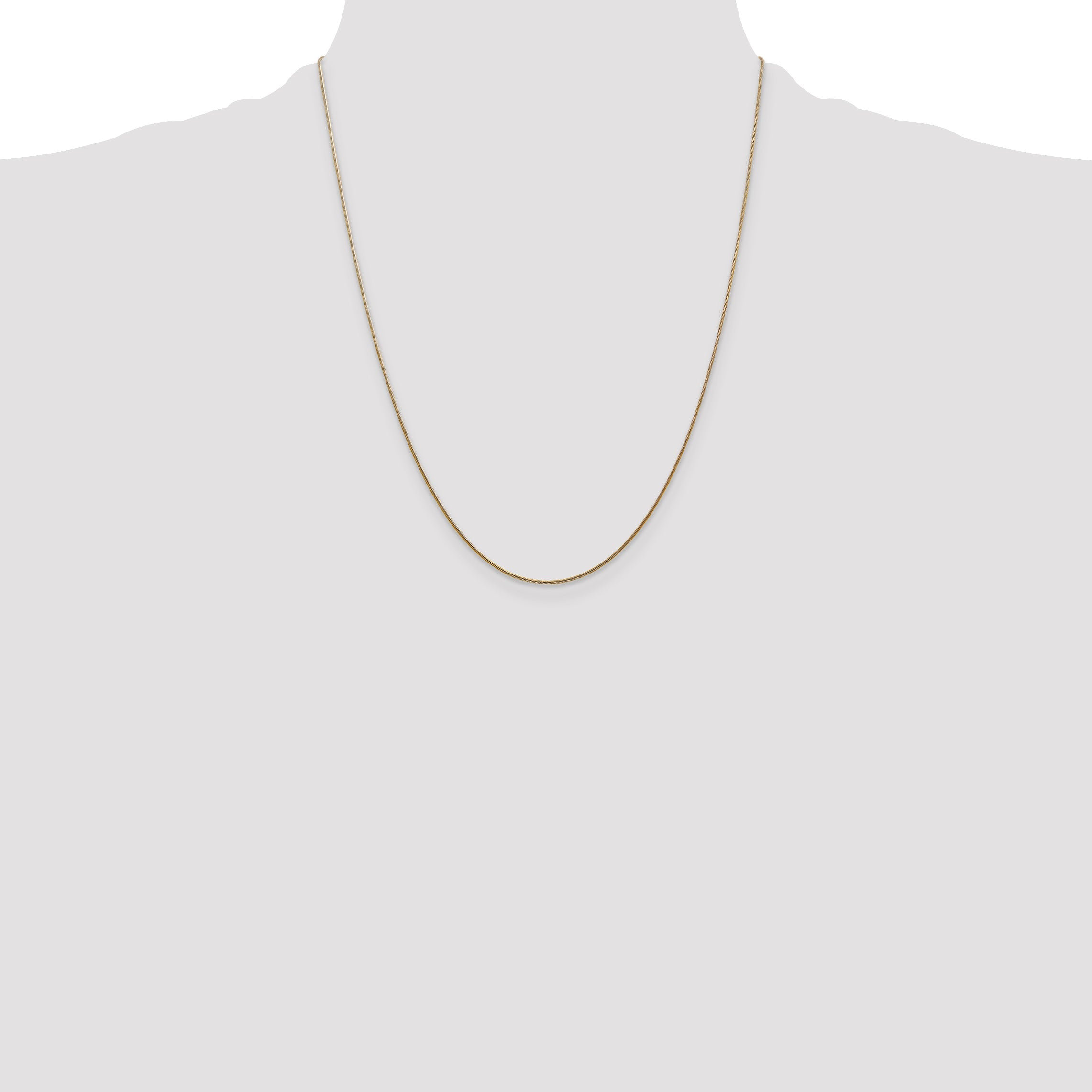 14K Yellow Gold 22 Inch .8mm Round Snake With Lobster Clasp Chain Necklace
