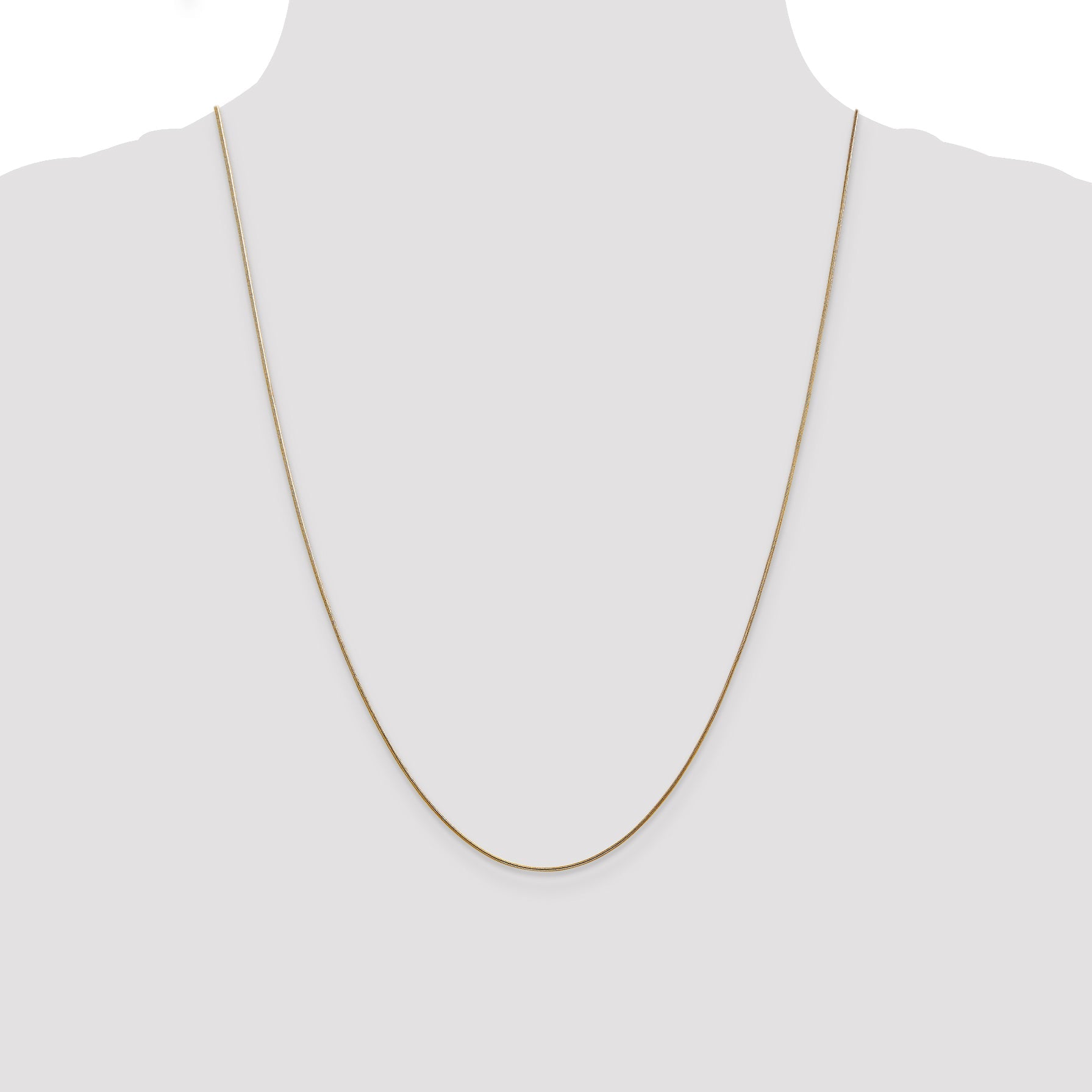 14K Yellow Gold 24 Inch .8mm Round Snake With Lobster Clasp Chain Necklace
