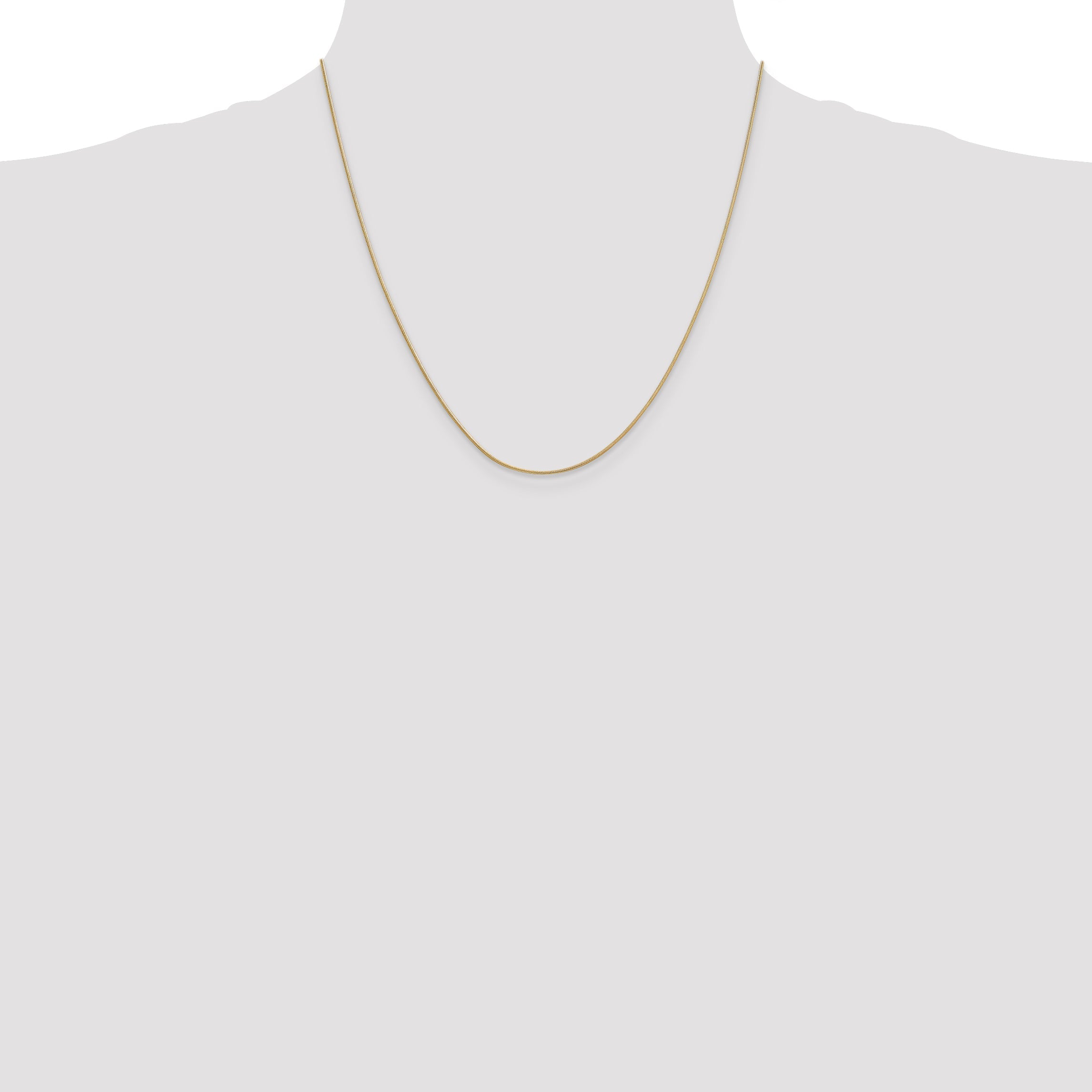 14K Yellow Gold 20 Inch .9mm Round Snake With Lobster Clasp Chain Necklace